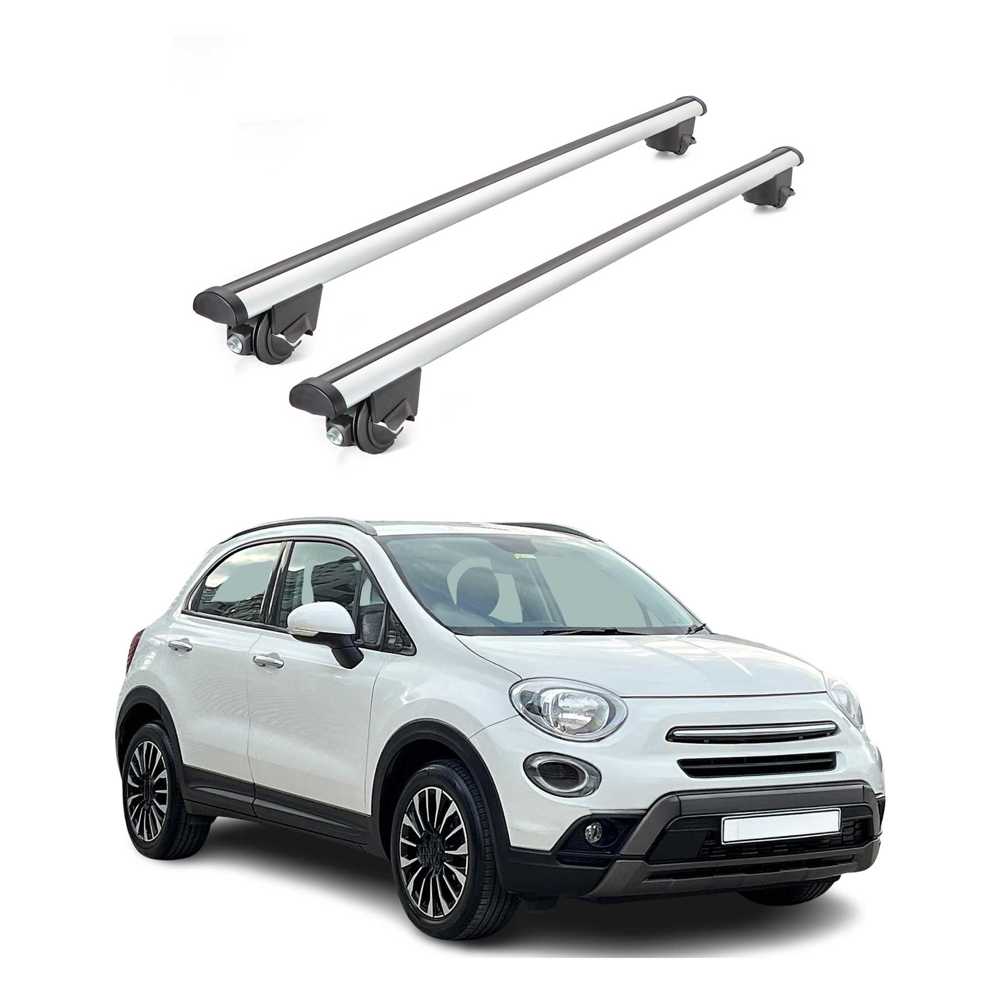 2016-2023 Fiat 500X Roof Rack Cross Bars Silver