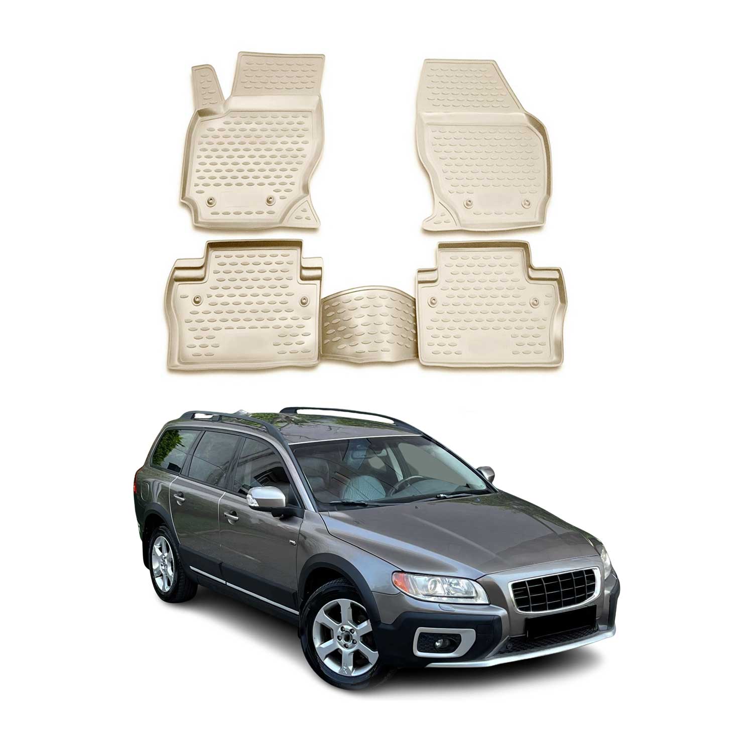 2008-2016 Volvo XC70 Floor Mats Liners Full Set All Weather Beige