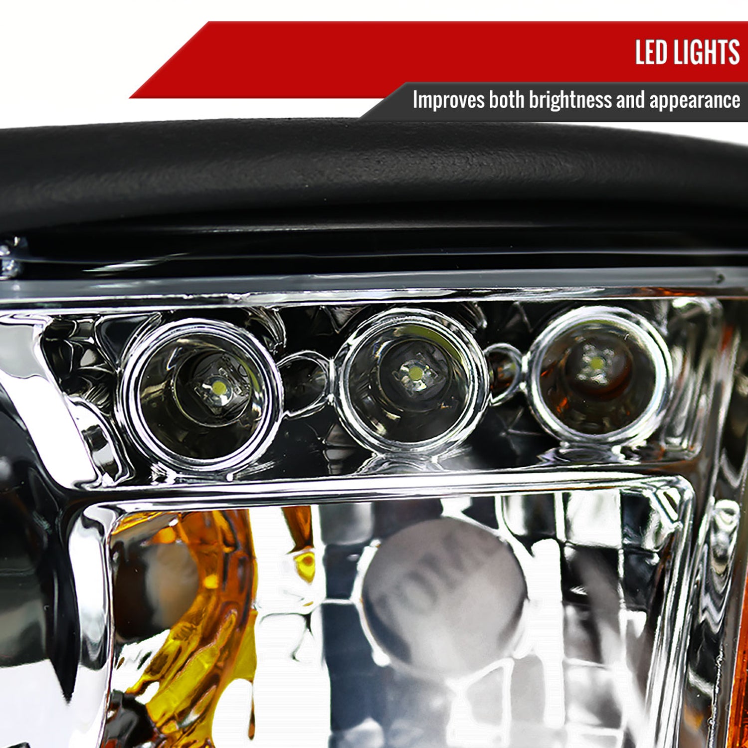 1994-1998 Ford Mustang Dual Halo Projector Headlights Chrome/Clear Lens