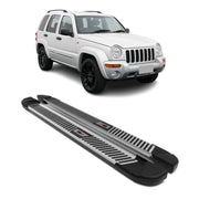 2002-2007 Jeep Liberty Running Boards Side Steps Silver & Black