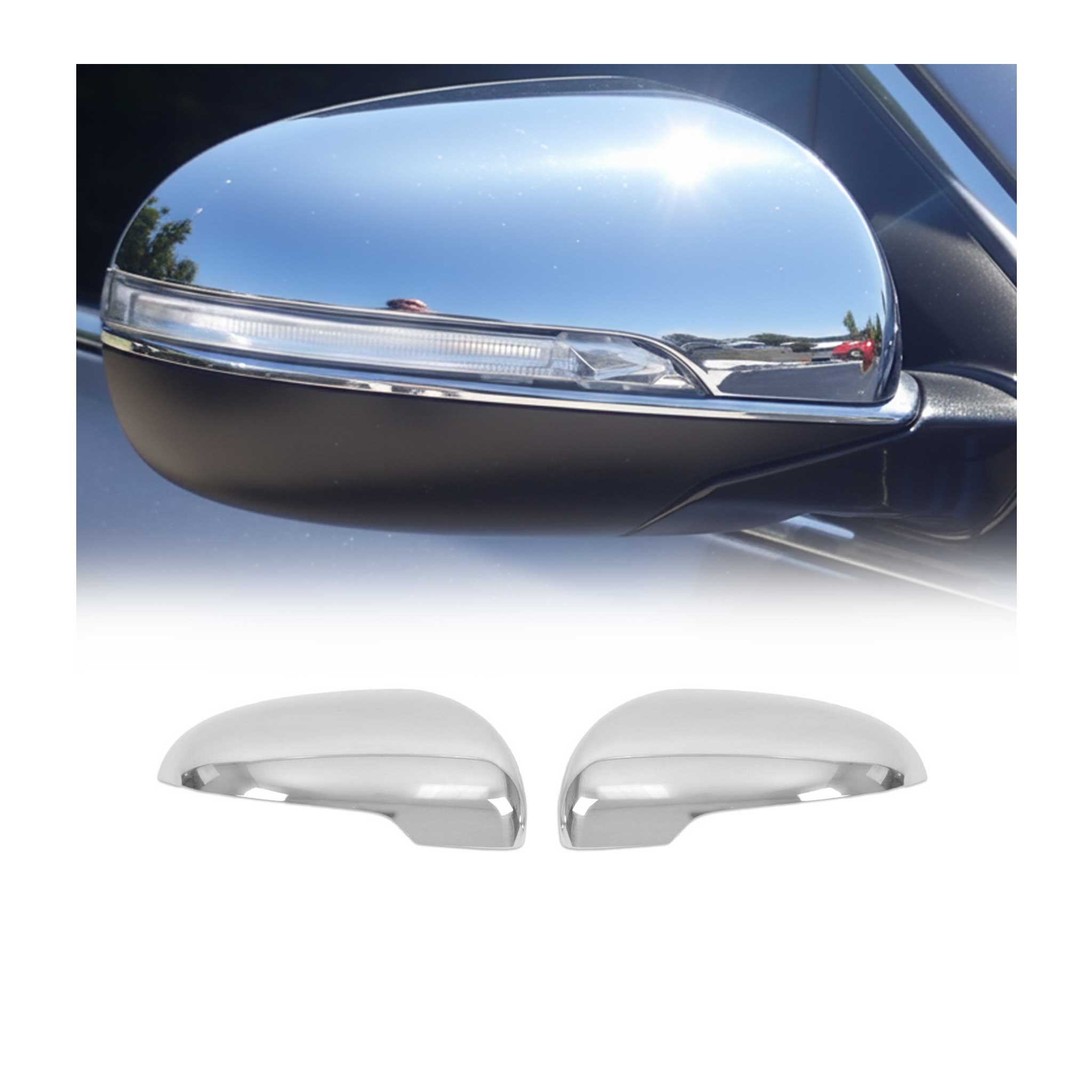 2016-2020 Kia Sorento Side Mirror Cover Caps Stainless Steel Silver 2 Pcs