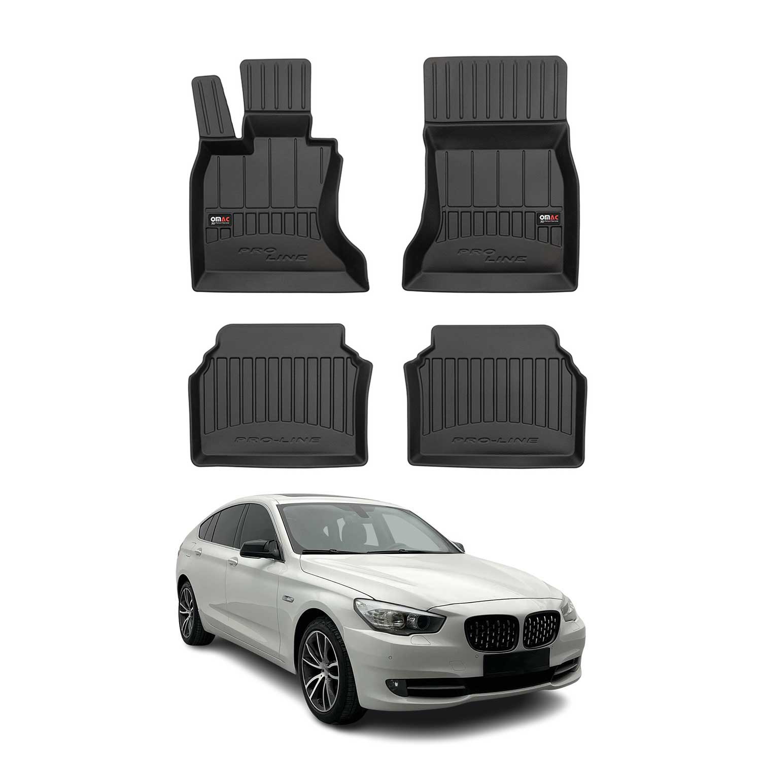2010-2017 BMW 5 Series GT F07 2WD Premium Floor Mats Liners Full Set All Weather Heavy Duty Black