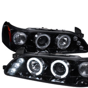 1993-1997 Toyota Corolla Dual Halo Projector Headlights Glossy Black/Smoke