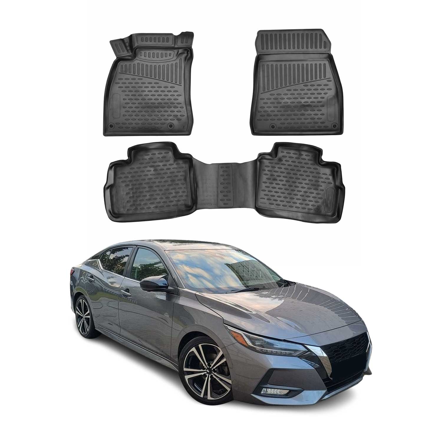 2020-2025 Nissan Sentra Floor Mats Liners Full Set All Weather Black
