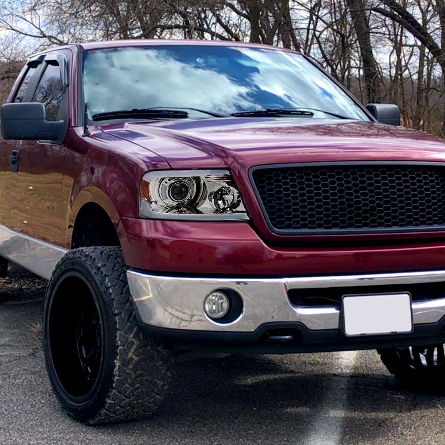 2004-2008 Ford F-150/06-2008 Lincoln Mark LT Projector Headlights LED Bar Amber