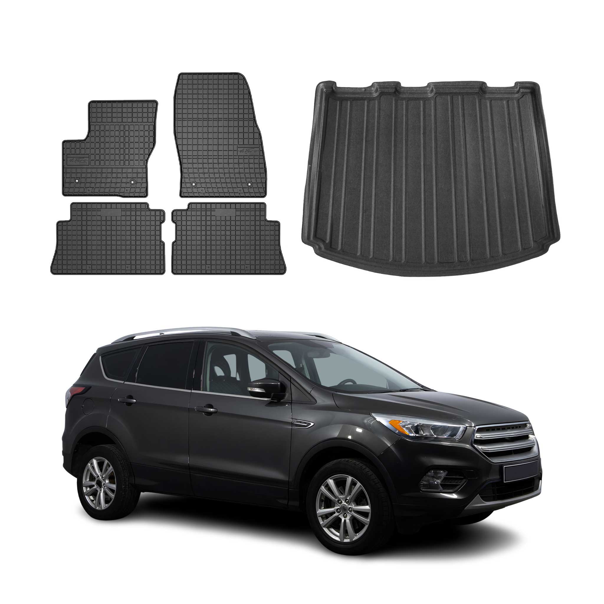 2013-2019 Ford Escape 3.gen Floor Mats & Cargo Liner Full Set All Weather Black