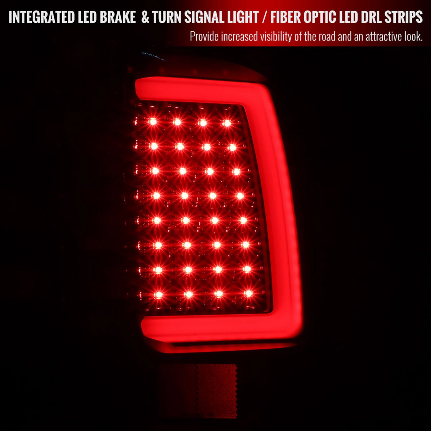 2007-2013 GMC Sierra 1500 2500HD 3500HD C-Bar LED Tail Lights Jet Black