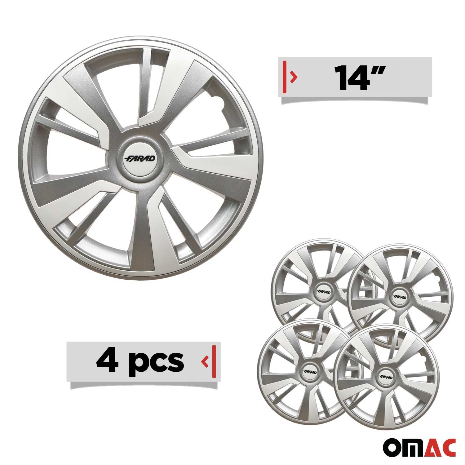 Twintone Hub Caps Wheel Cover 14" Grey & White Insert Full Set 4 pcs.