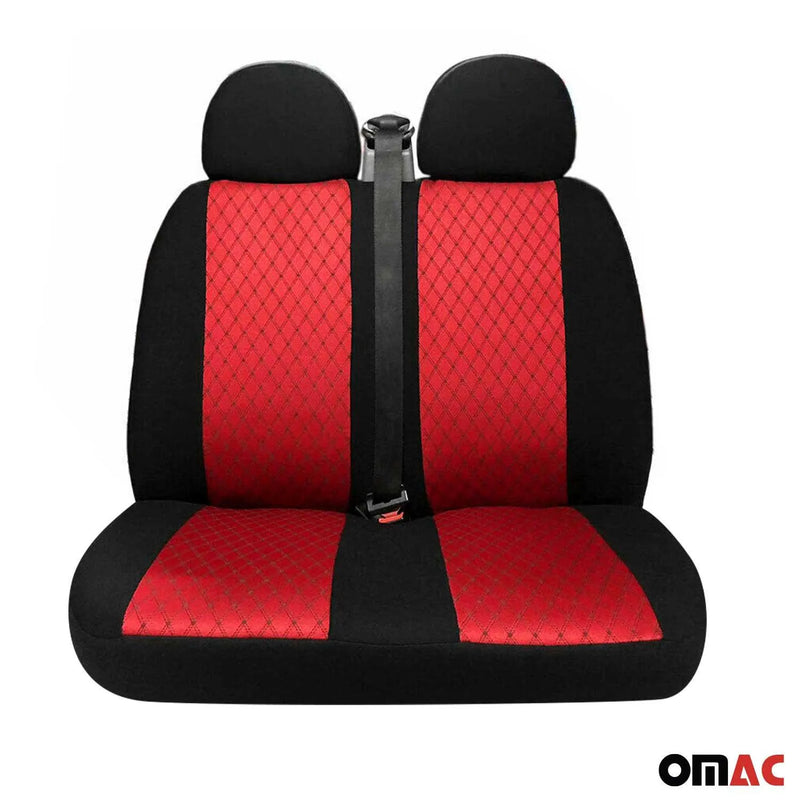 2014-2024 RAM Promaster Front Car Seat Covers Protector Black Red 2+1 Set