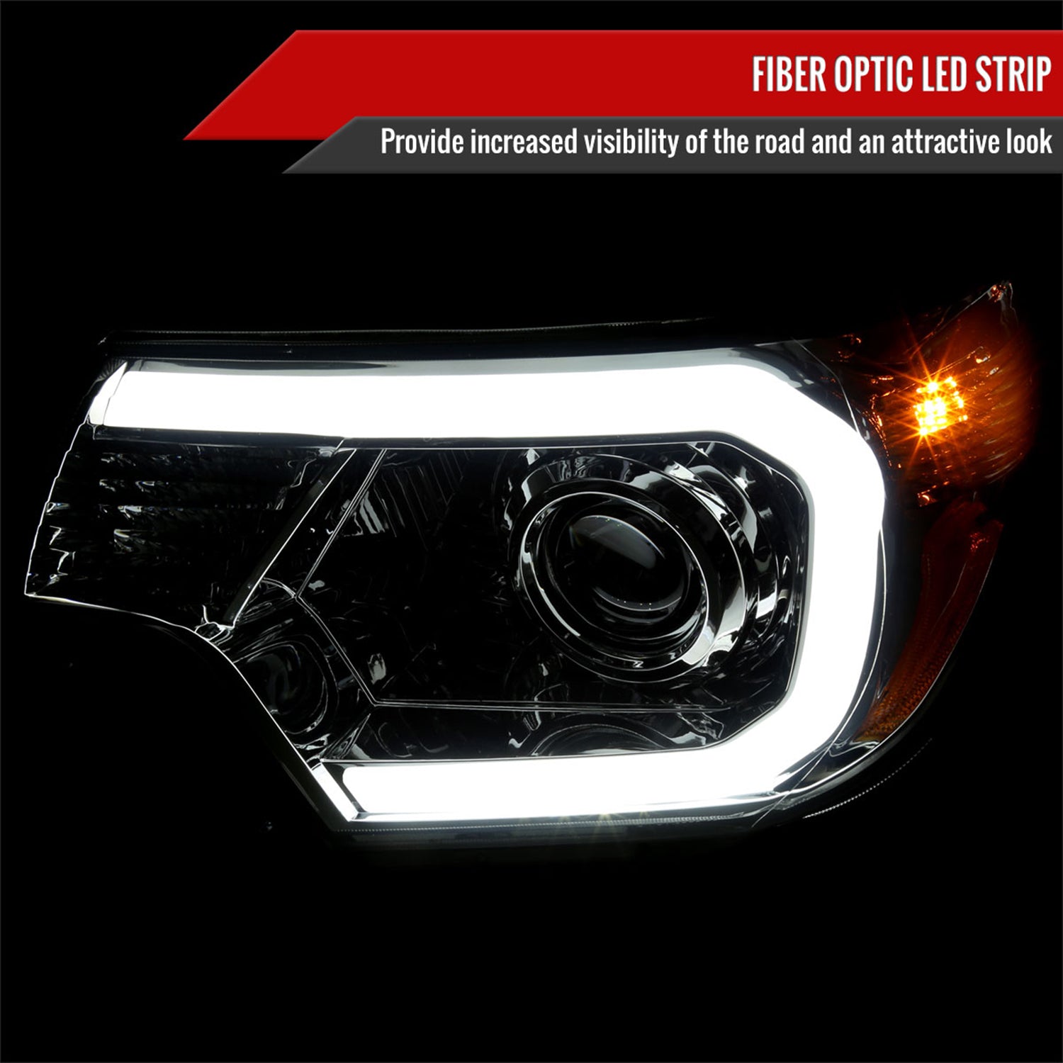 2012-2015 Toyota Tacoma LED C-Bar Headlights LED Parking Light Chrome/Smoke