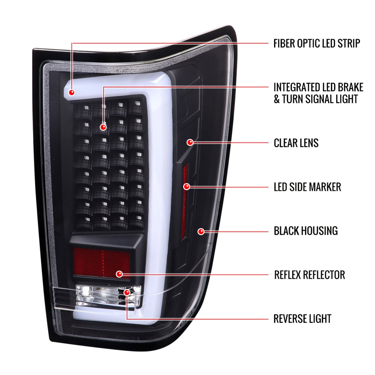 2004-2015 Nissan Titan LED Tail Lights with White LED Tube Matte Black/Clear