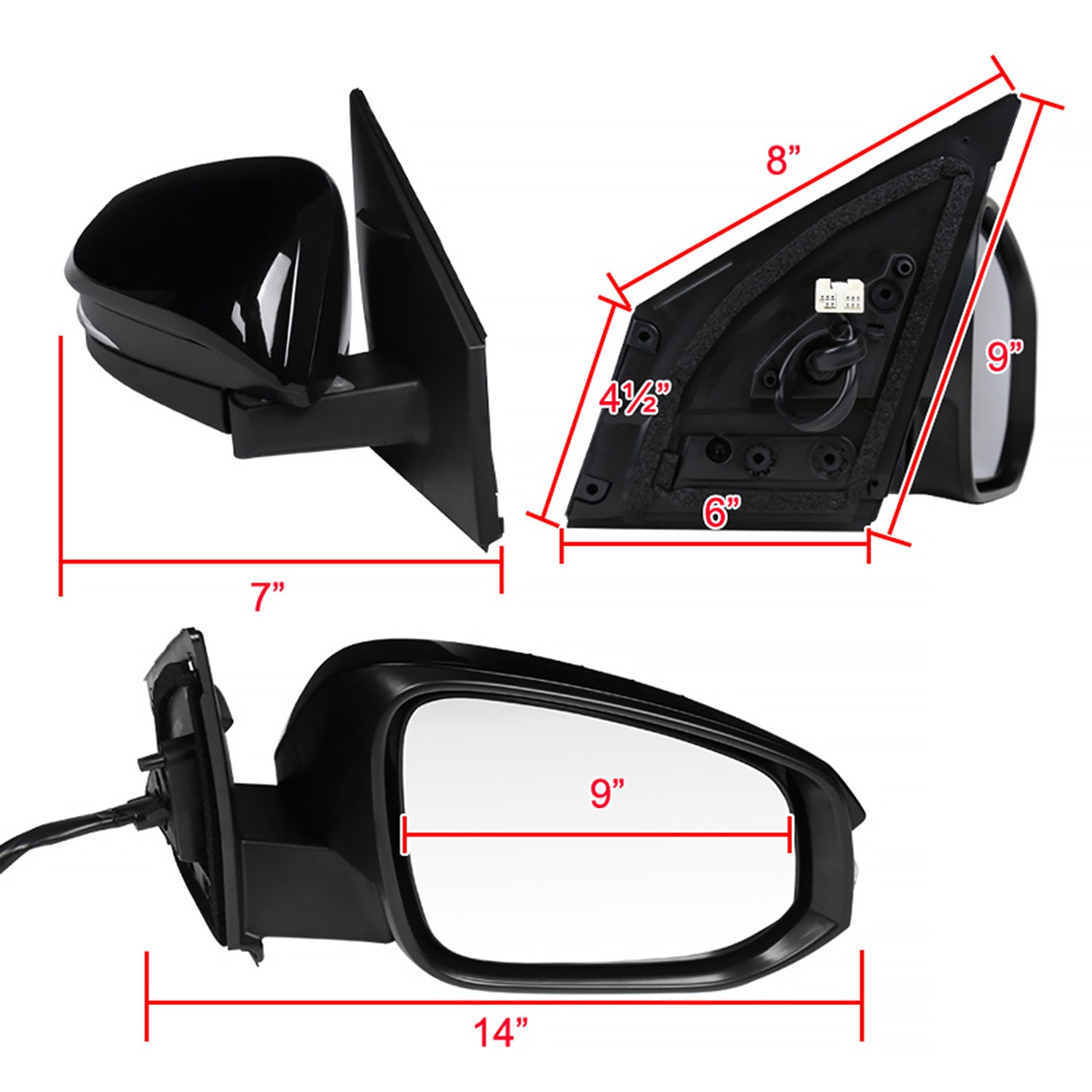 2013-2015 Toyota RAV4 Black 7Pin Heated Side Mirror LED Turn Signal Passenger