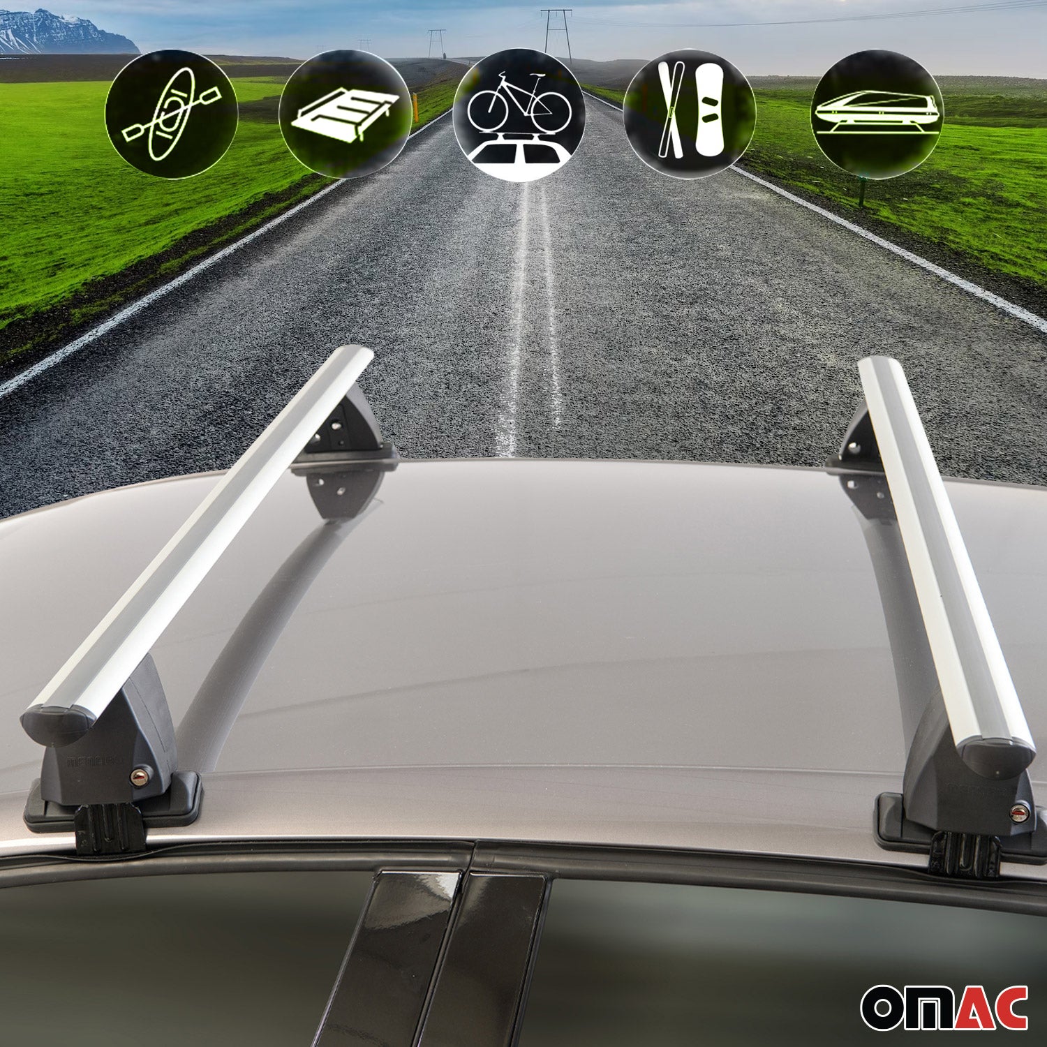 2016-2021 Honda Civic Sedan Roof Rack Cross Bars Silver