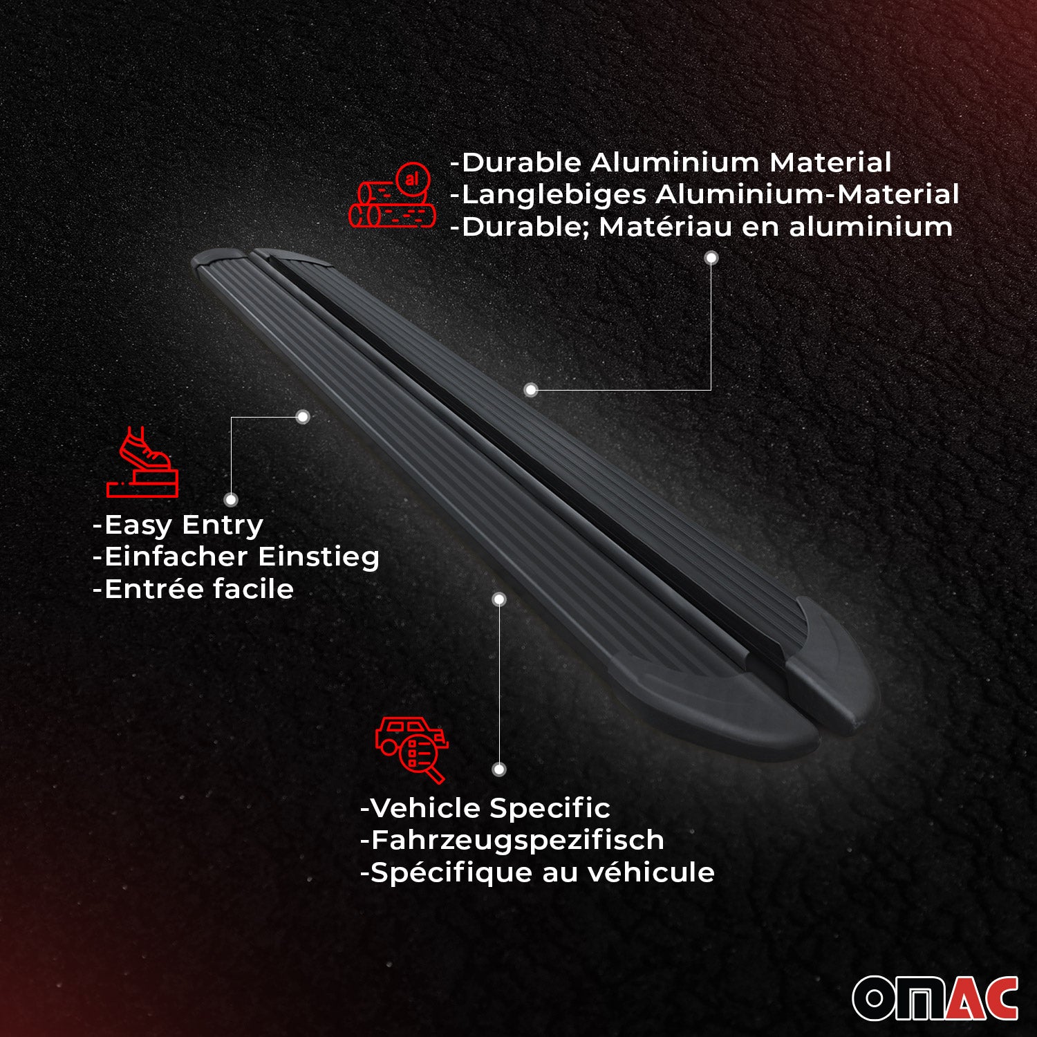 2017-2025 Audi Q7 Running Boards Side Steps Black