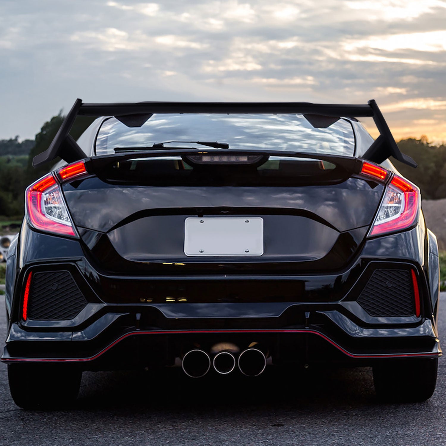 2016-2021 Honda Civic Sedan Black ABS TR Style Rear Spoiler Wing