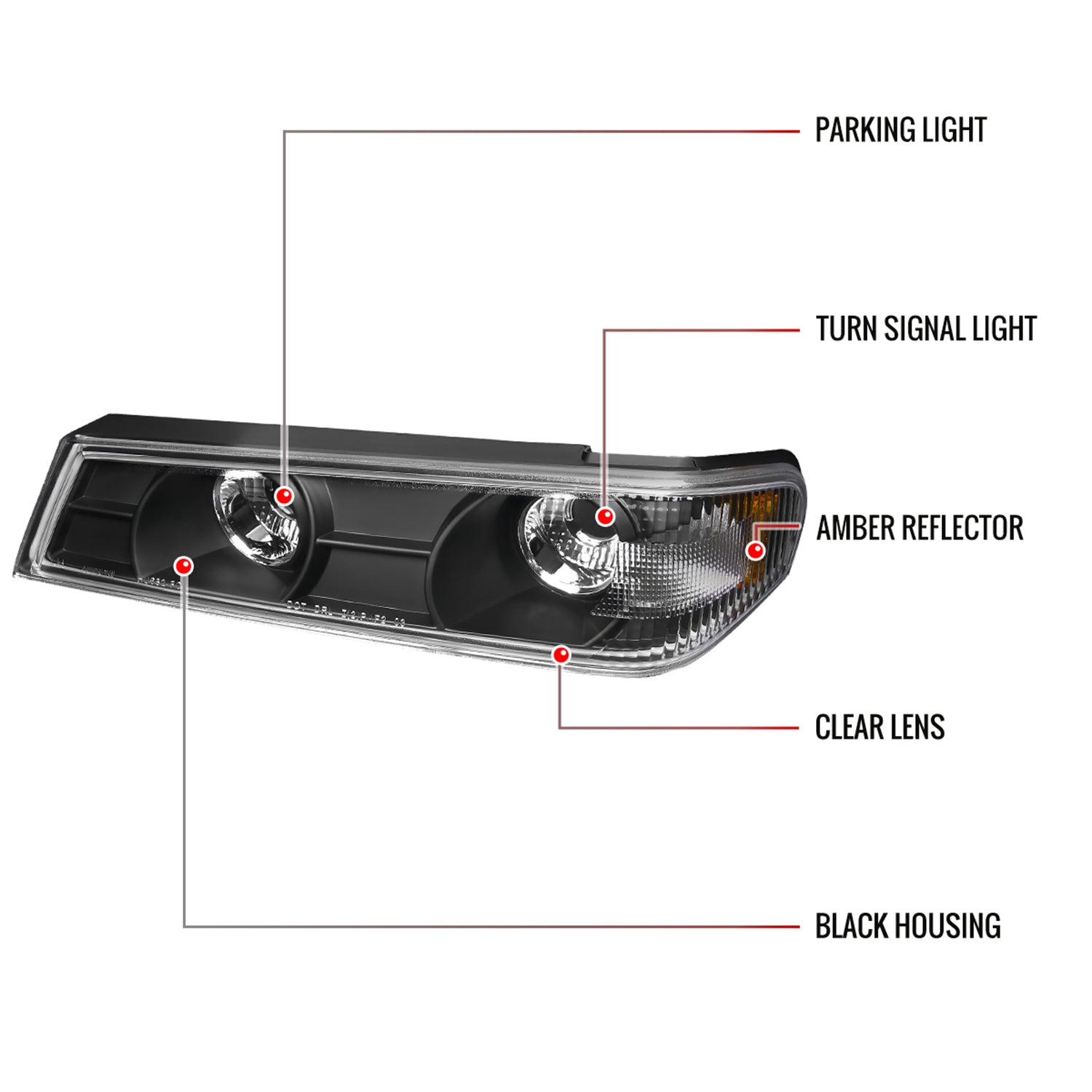 2004-2012 Chevy Colorado GMC Canyon Corner Lights Matte Black/Clear Lens