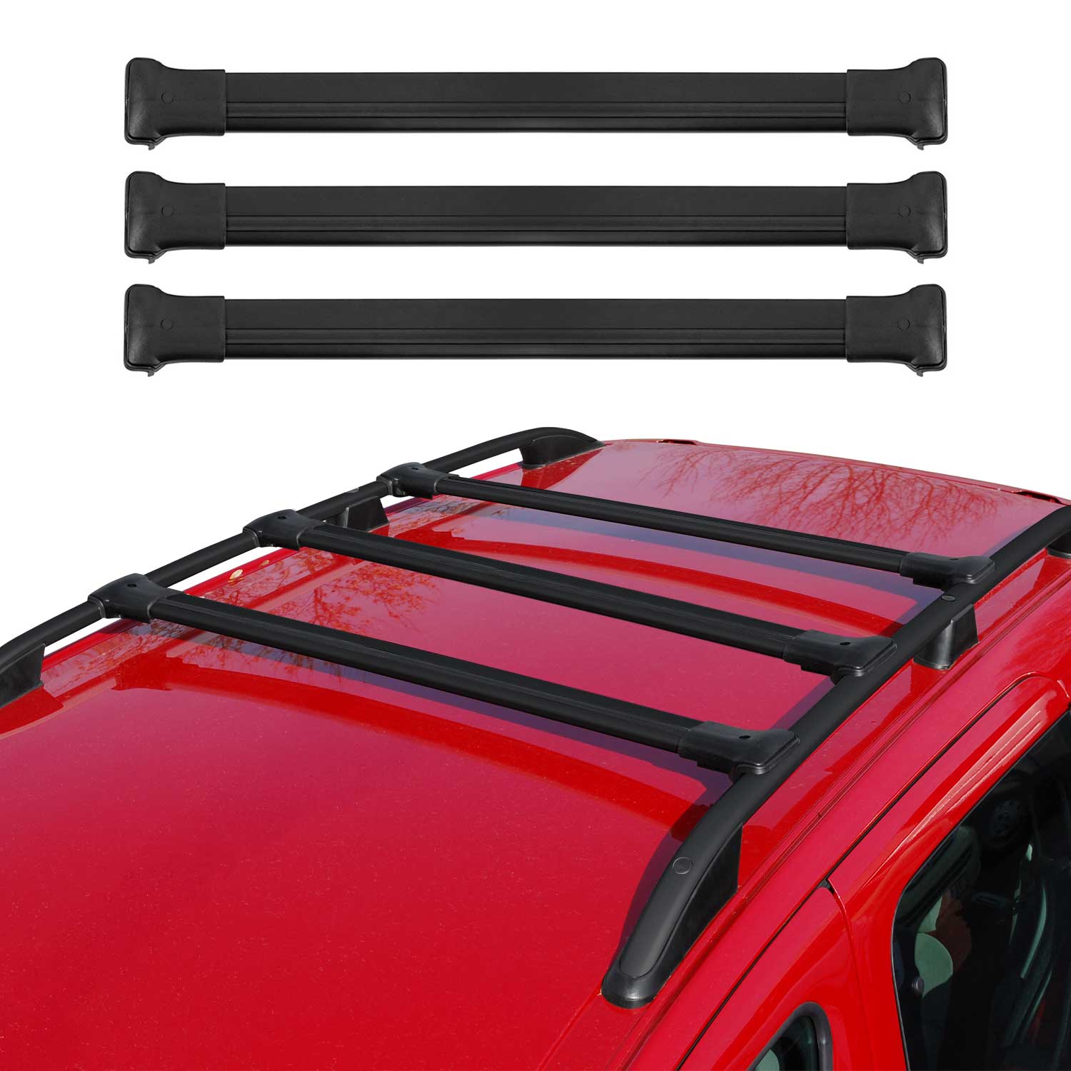 2016-2024 Mercedes Metris Roof Rack Cross Bars 3Pcs Black