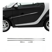 2007-2015 Smart ForTwo Side Door Molding Trim Skirt Garnish Stainless Steel Silver 4Pcs