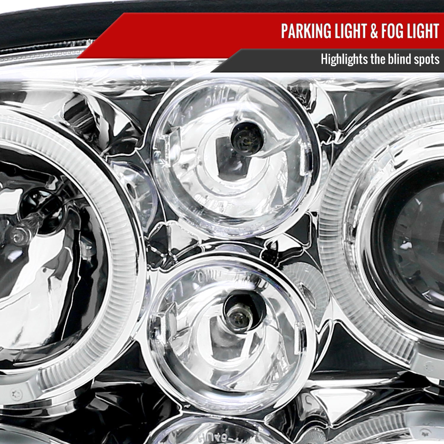 1993-1998 VW Golf Mk3/Cabrio Dual Halo Projector Headlights Chrome/Clear
