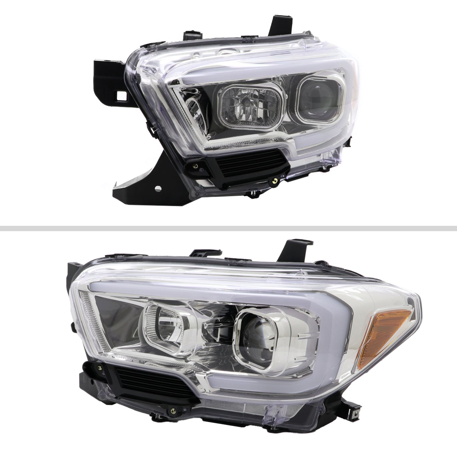 2016-2023 Toyota Tacoma Switchback LED C-Bar Projector Headlights Chrome/Clear