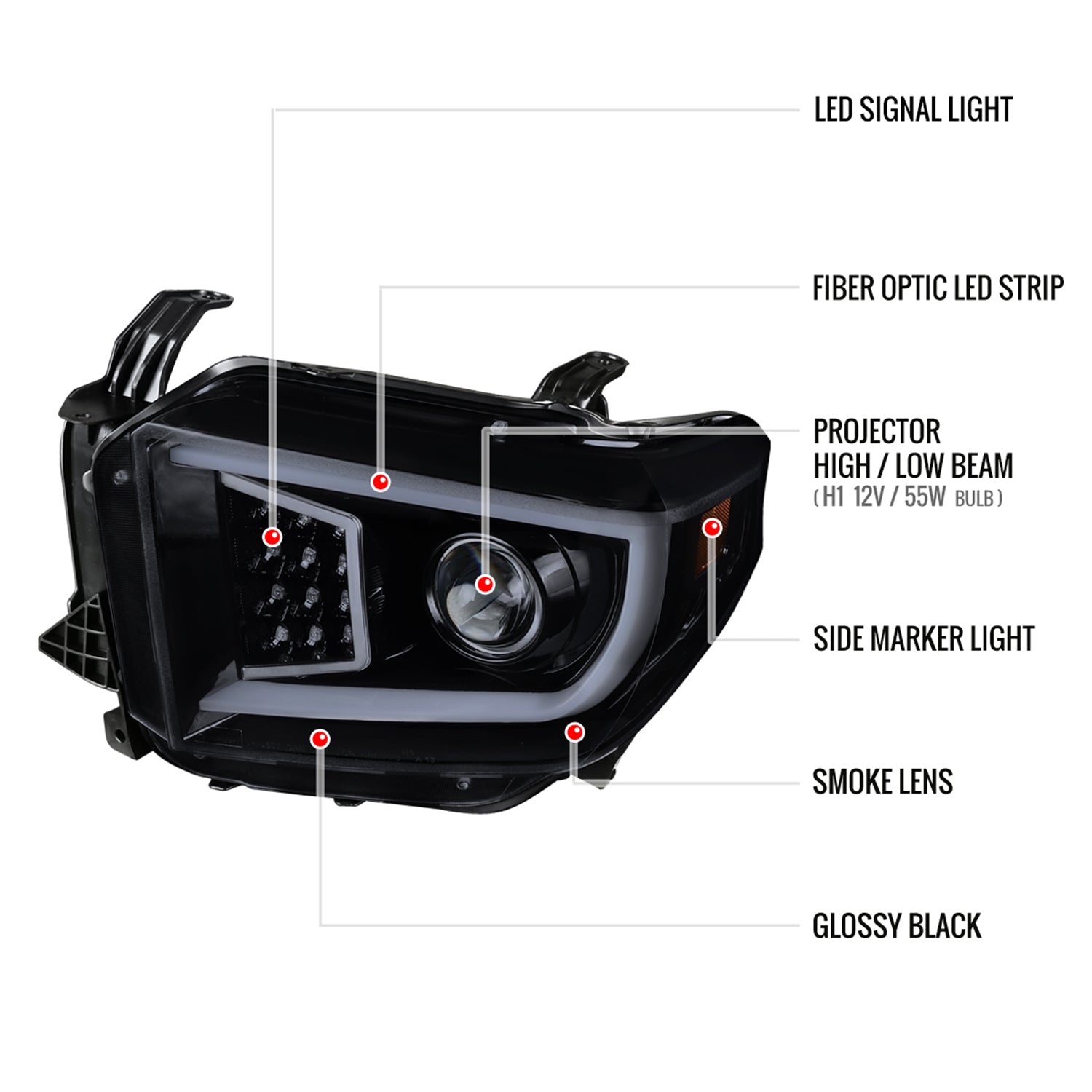 2014-2021 Toyota Tundra LED CBar Projector Headlights LED Signal Lights Smoke