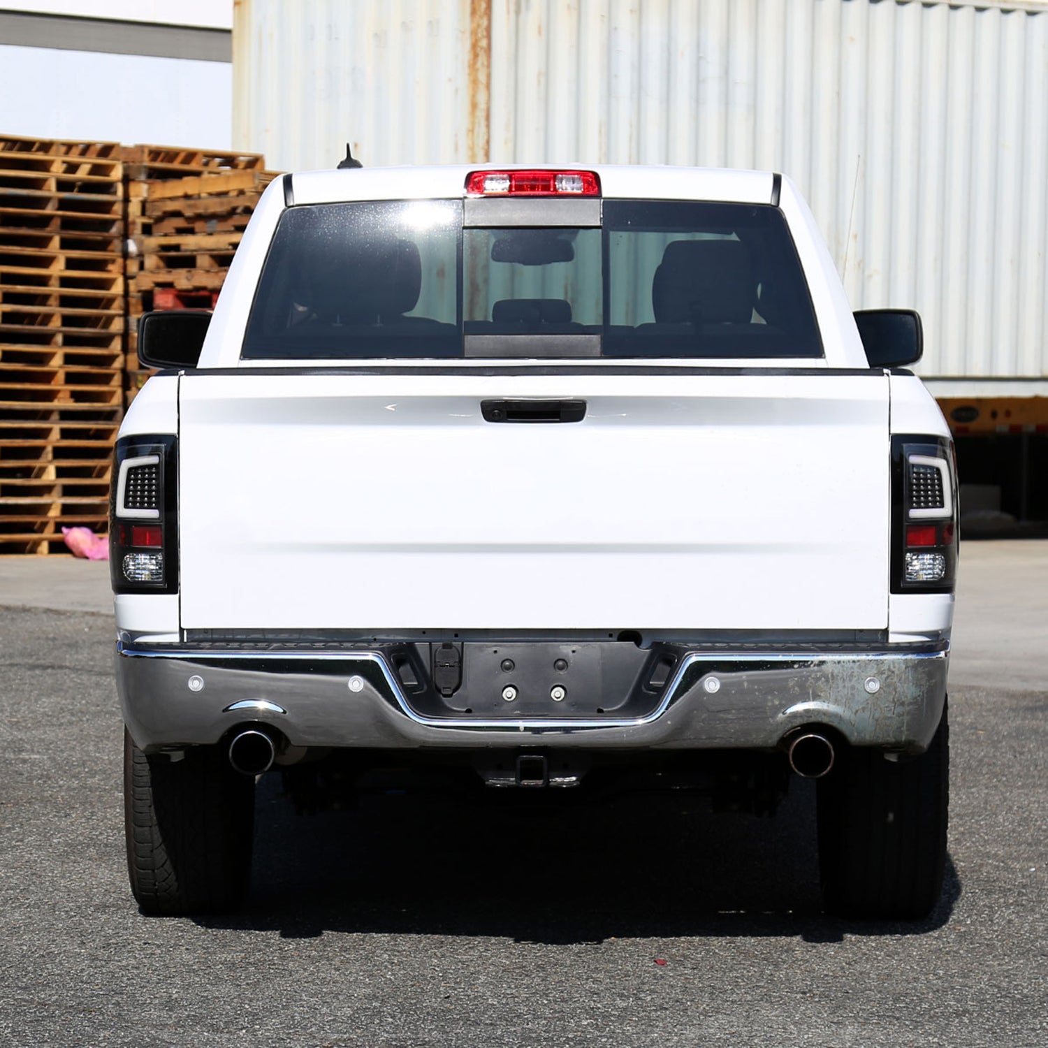 2009-2018 Dodge RAM 1500 2500 3500 White Bar LED Tail Lights Matt Black