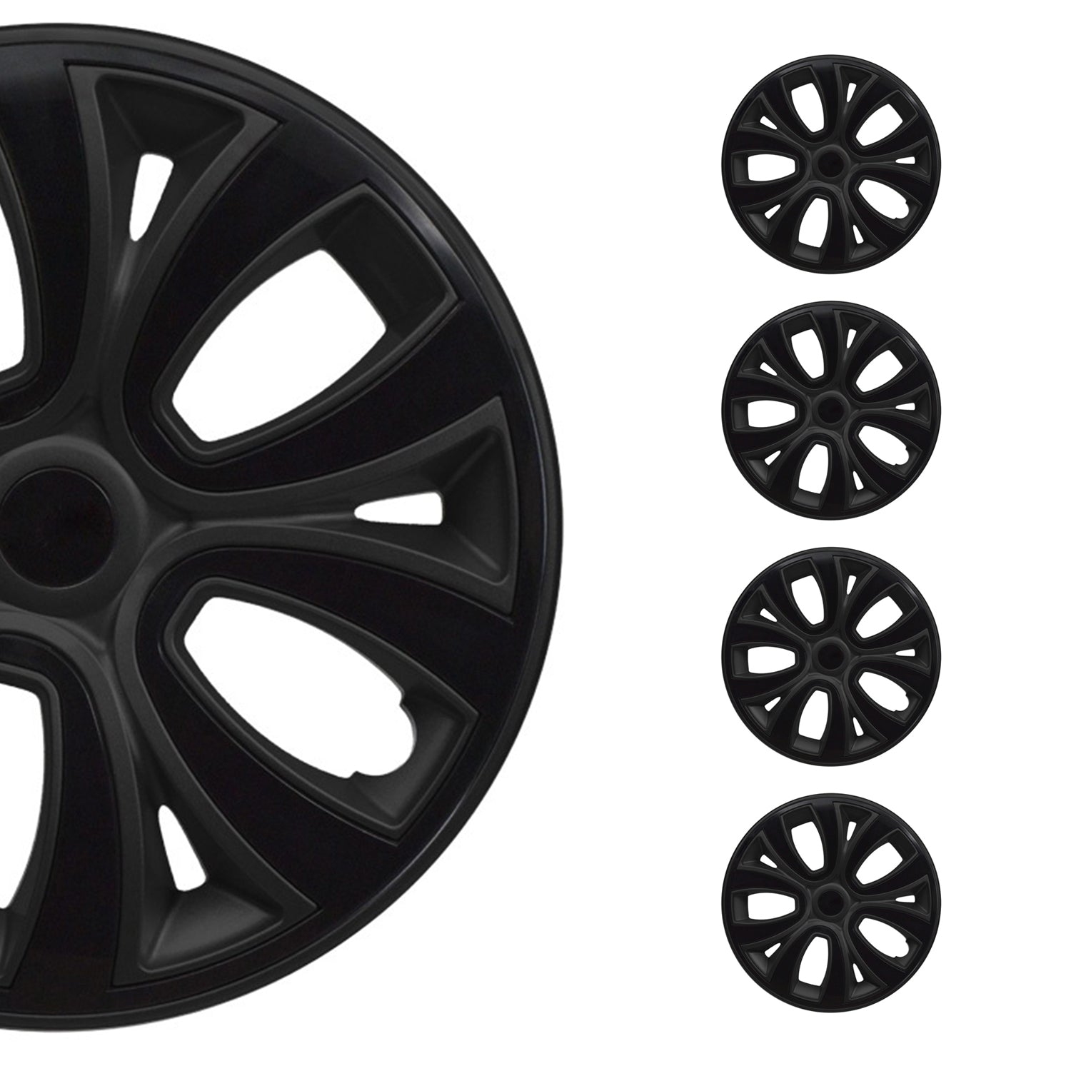ColorFlex Hub Caps Wheel Cover 14" Black Matt & Black Full Set 4 pcs.