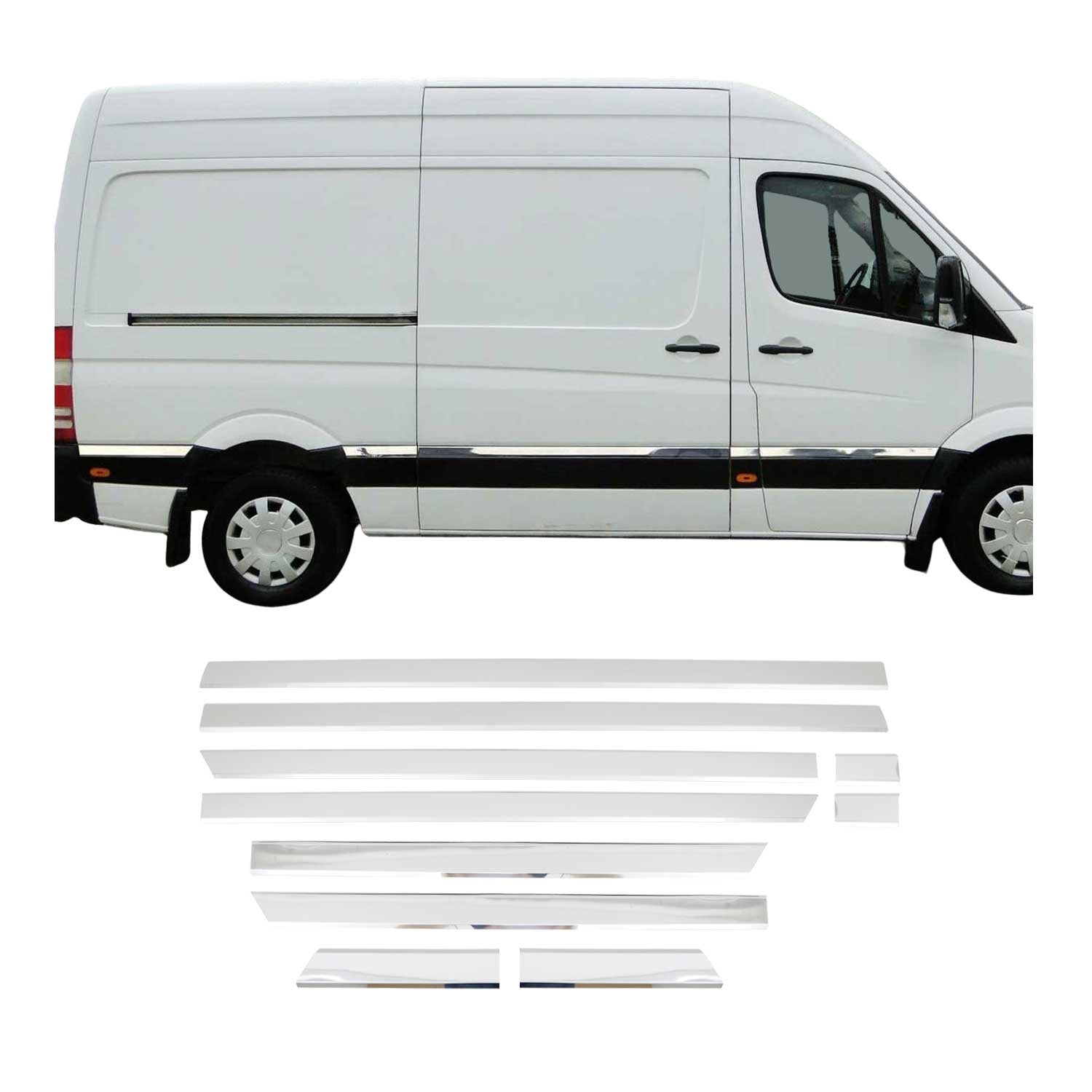 2006-2013 Mercedes Sprinter W906 L3 Long 170" Side Door Molding Trim Stainless Steel
