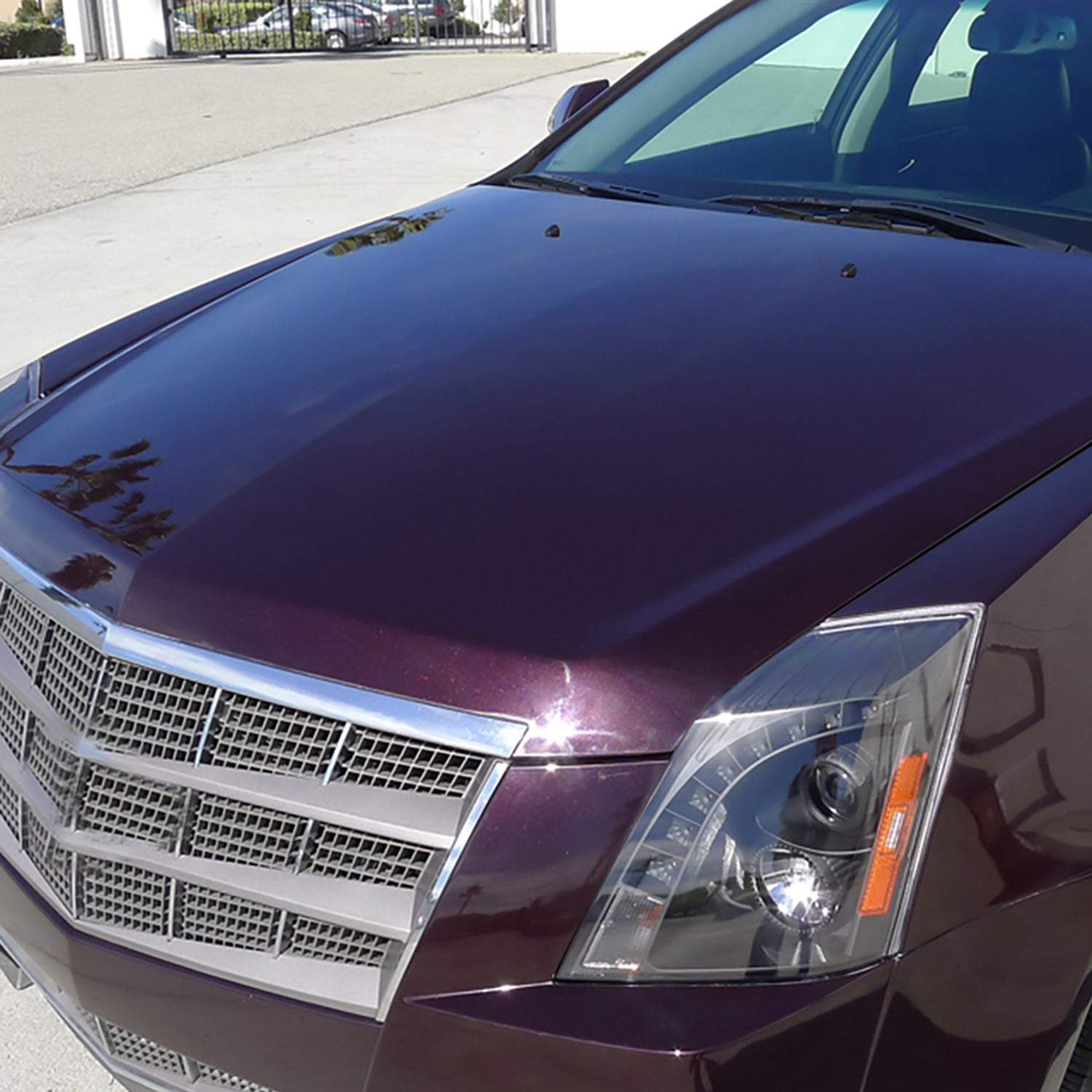 2008-2014 Cadillac CTS Projector Headlights w/LED Light Strip Matt Black/Clear