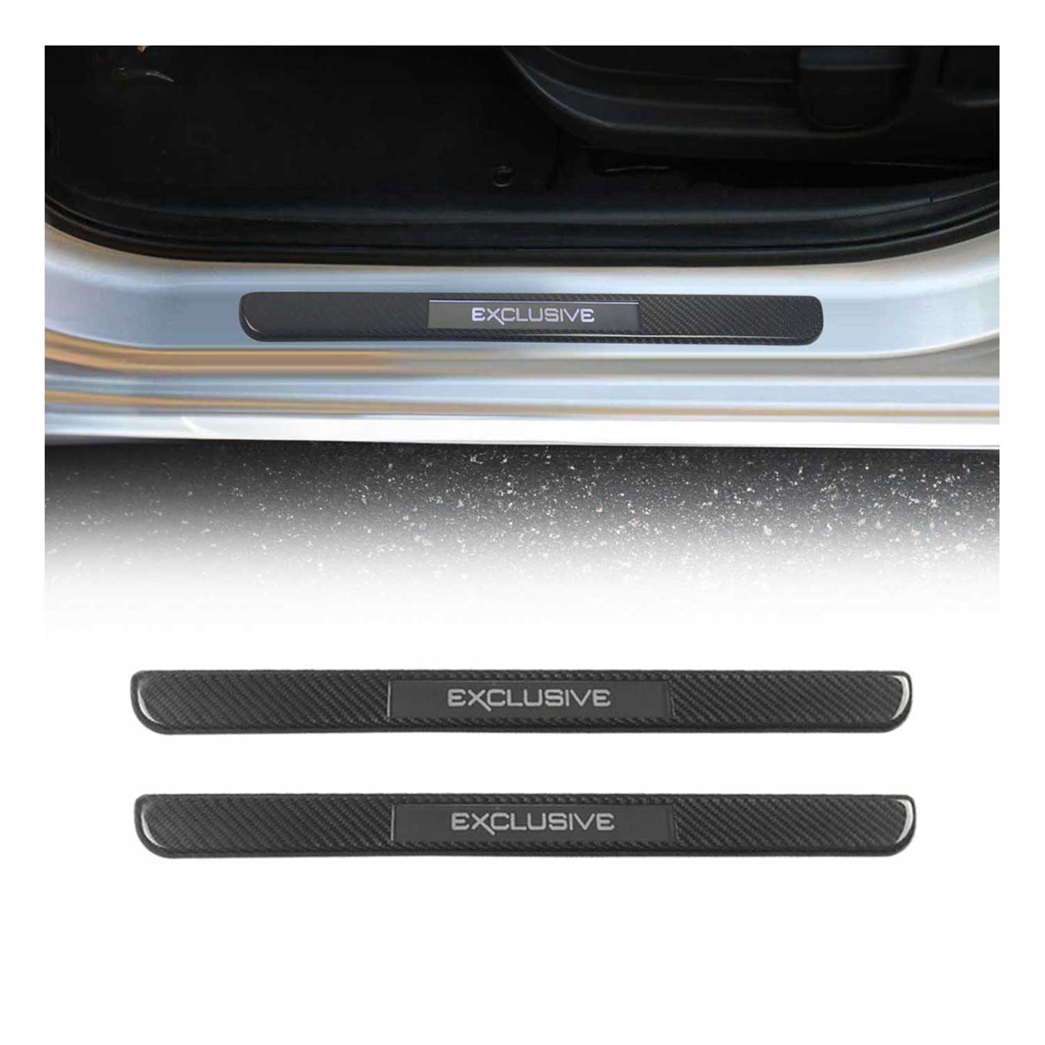 Genuine Carbon Illuminated LED Door Sill Cover Scuff Plate Exclusive 2 Pcs