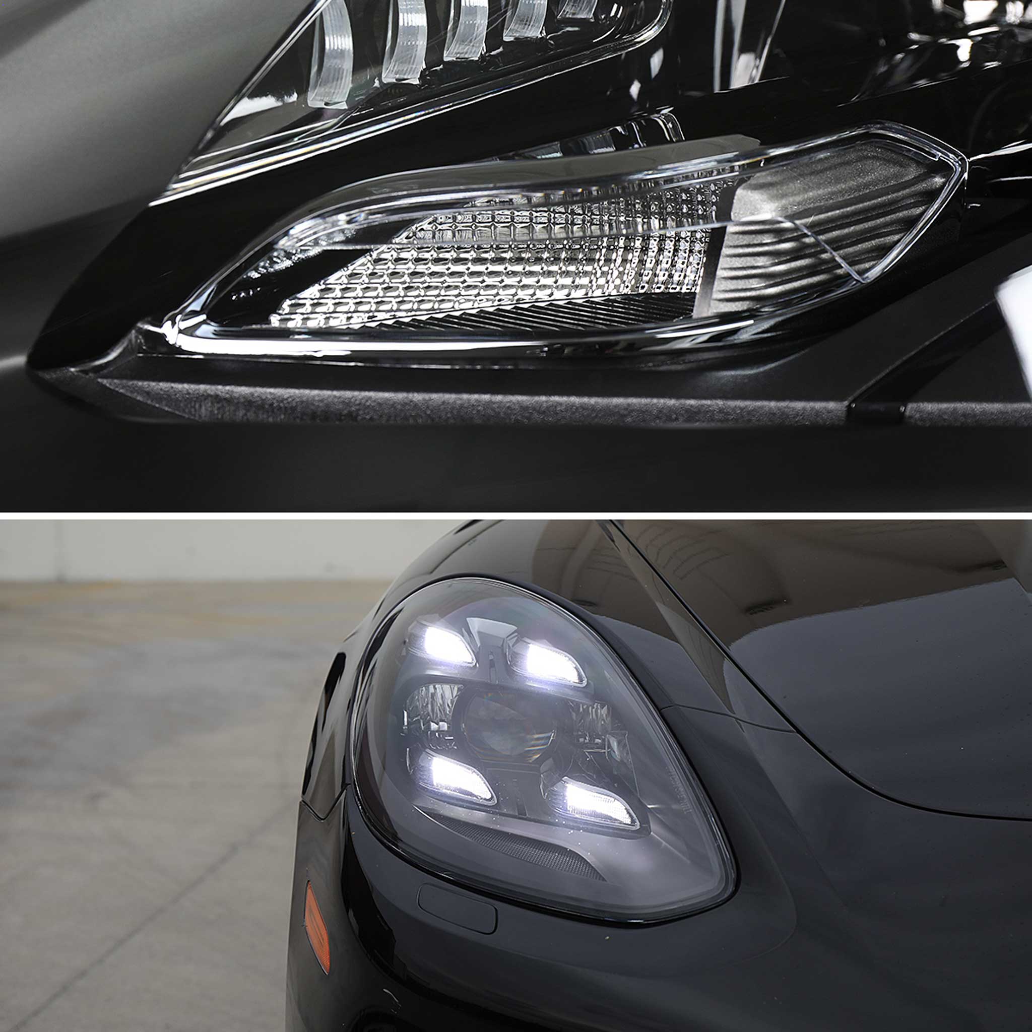 For Porsche Panamera 2017-2022 Matrix LED Projector Headlights DRL Matte Black Clear Lens Glossy Trim