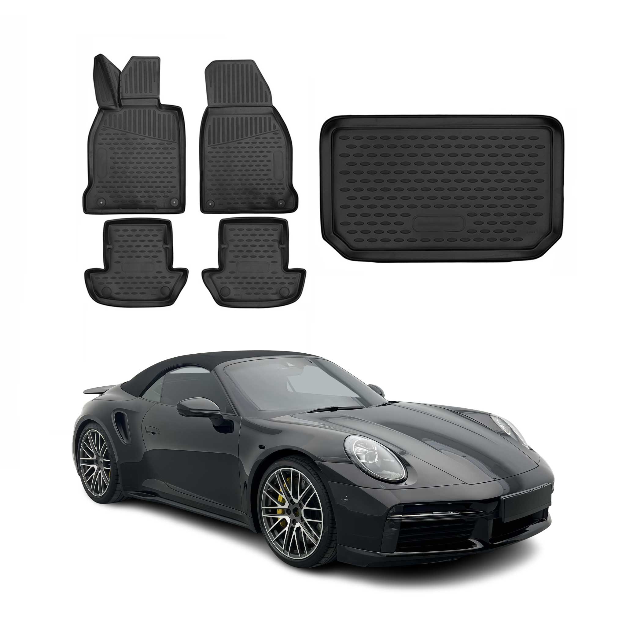 2020-2024 Porsche 911 Coupe Floor Mats & Cargo Liner Full Set All Weather Black