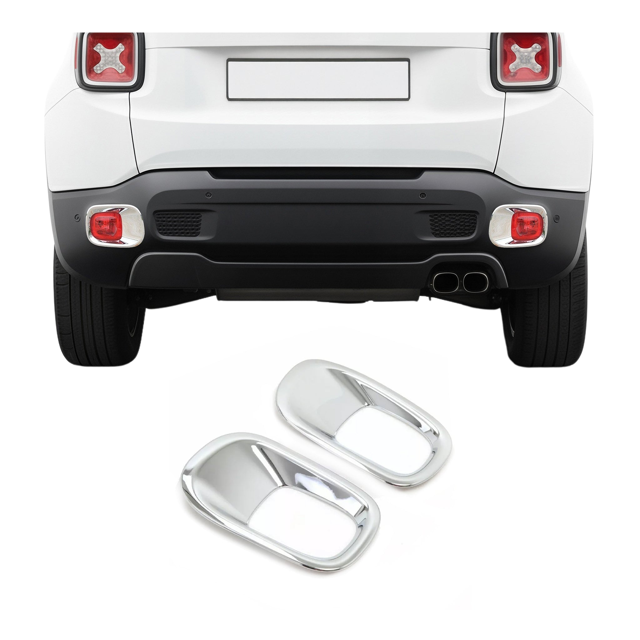 2015-2024 Jeep Renegade Trunk Reflector Frame Trim Chrome Silver 2Pcs