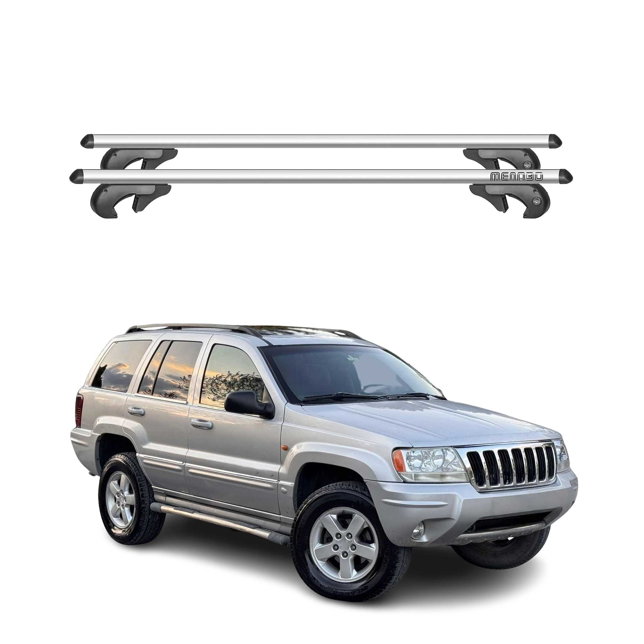 Cross Bars Roof Racks for Jeep Grand Cherokee 1999-2004 Alu Gray Luggage Carrier