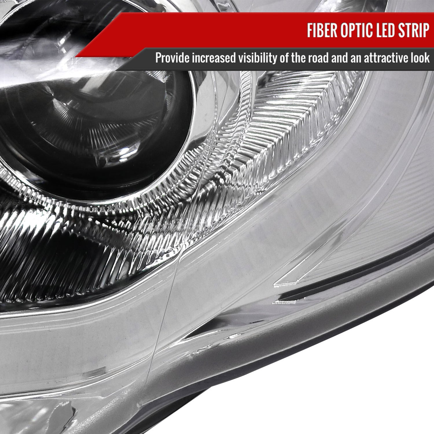 2006-2008 Audi A4 Projector Headlights w/ R8 Style LED Light Bar Chrome/Clear