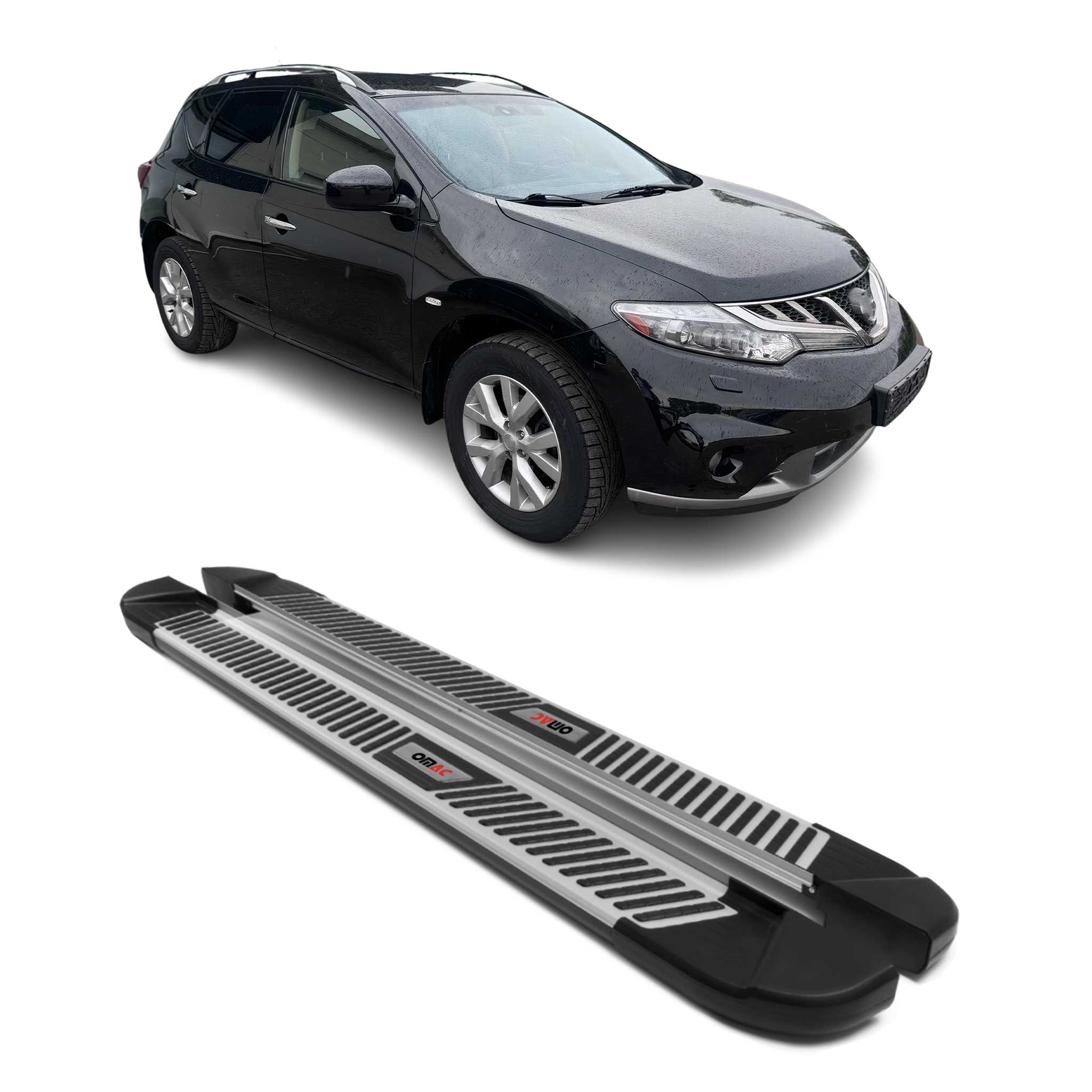 2009-2014 Nissan Murano Running Boards Side Steps Silver & Black