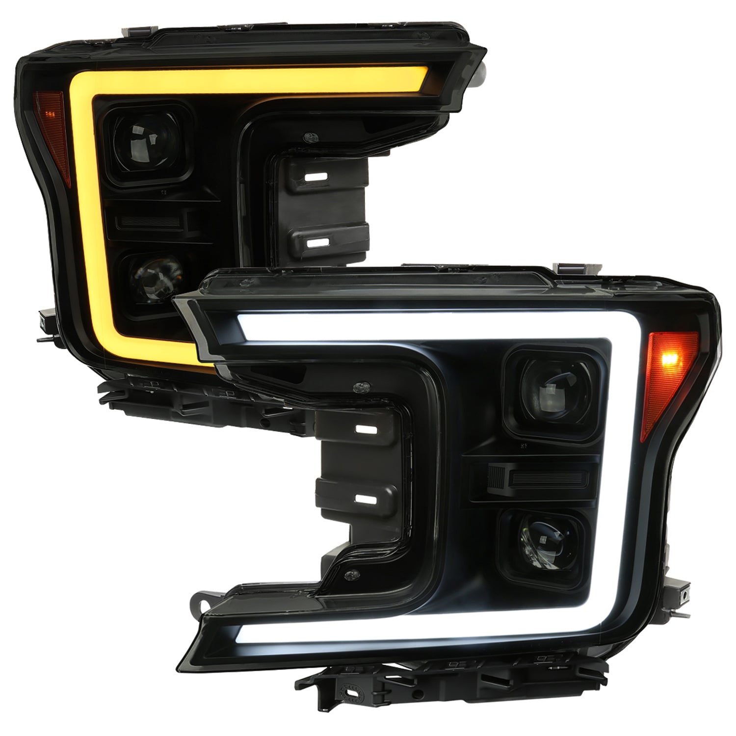 2018-2020 Ford F-150 LED CBar Projector Headlights Signal Lights Black /Smoked