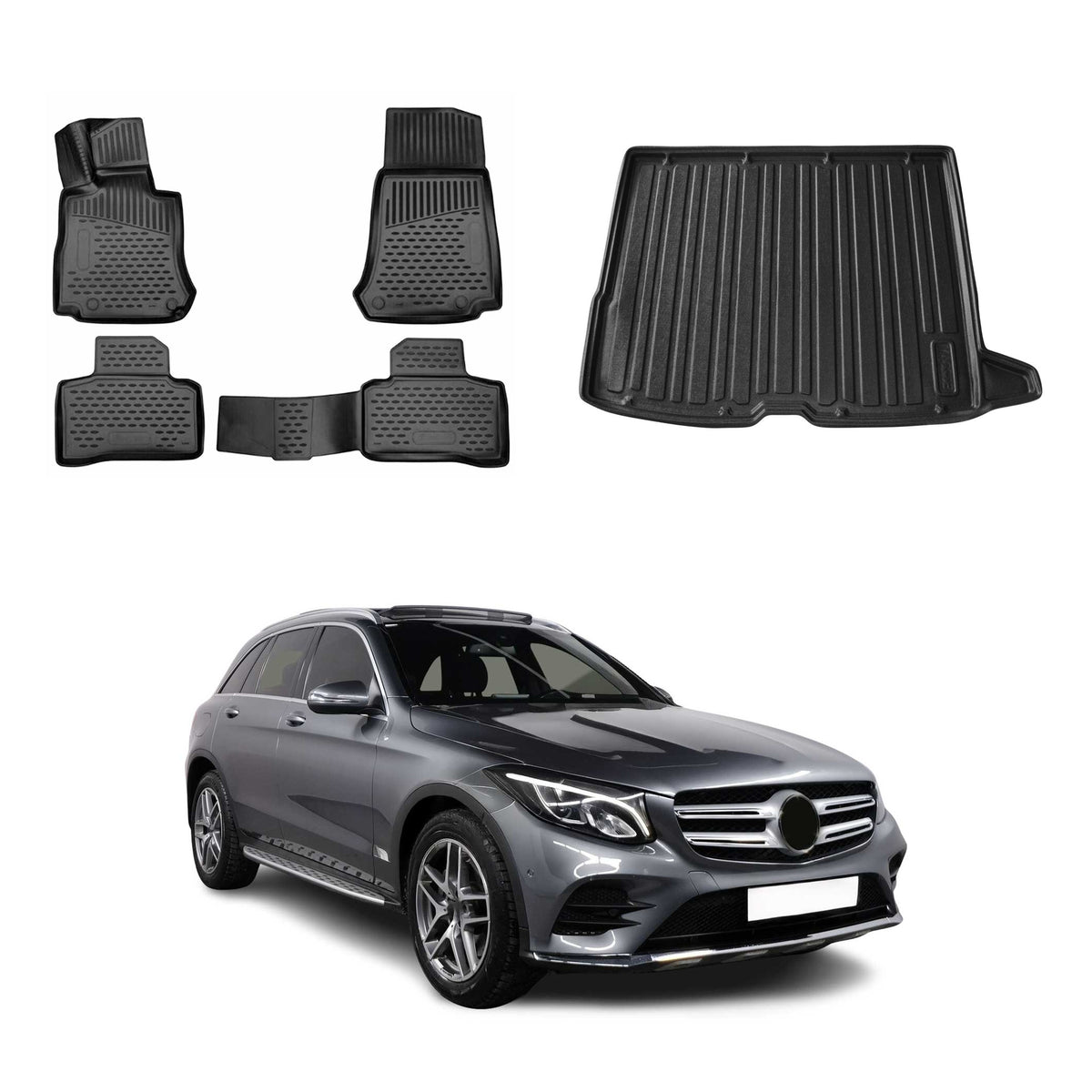 OMAC Floor Mats & Cargo Liners for Mercedes GLC Class Coupe C253 2017-2019 Black