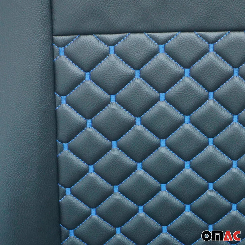 1993-2003 VW Eurovan Leather Car Seat Covers Protector Black Blue 2+1