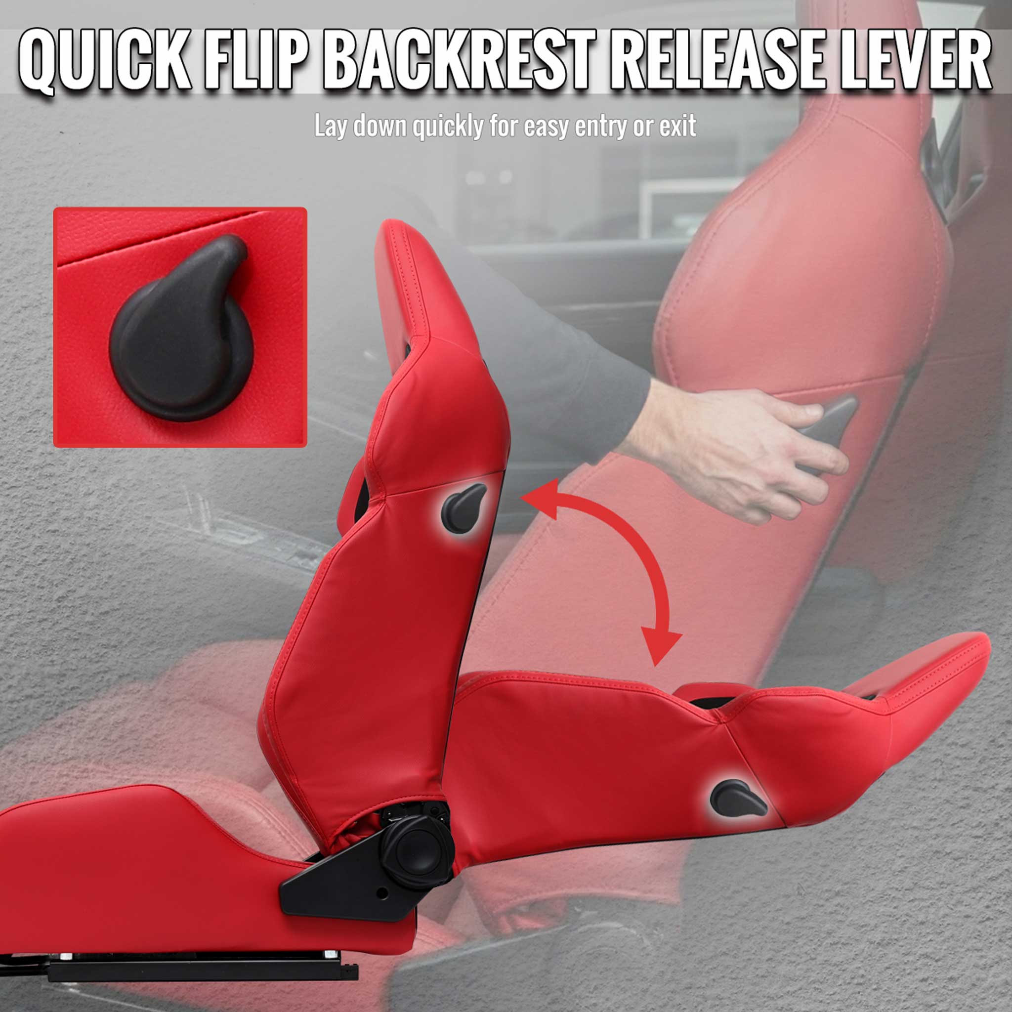 Universal Racing Seat Red Pu Leather Charcoal Gray Suede With Double Red Stitch