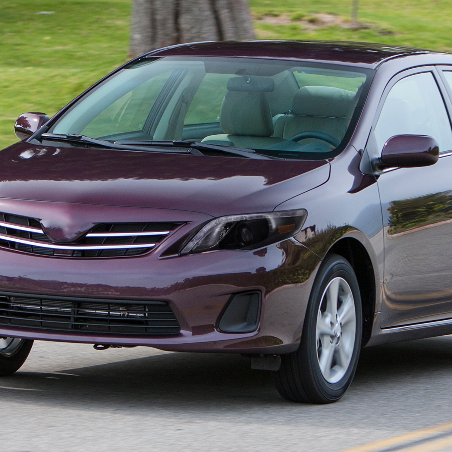 2011-2013 Toyota Corolla Projector Headlights LED Light Glossy Black/Smoke