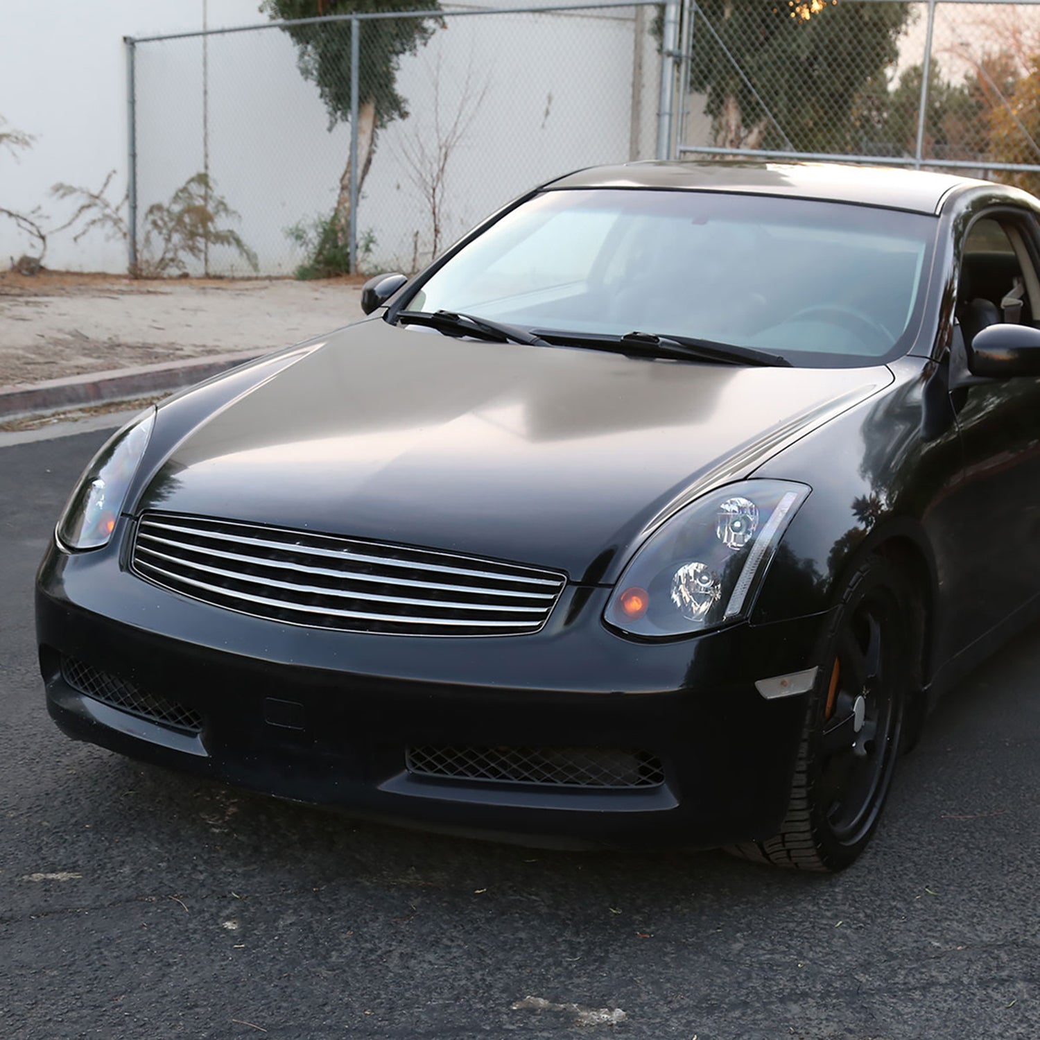 2003-2005 Infiniti G35 Coupe Factory Style Headlights Matte Black/Clear Lens
