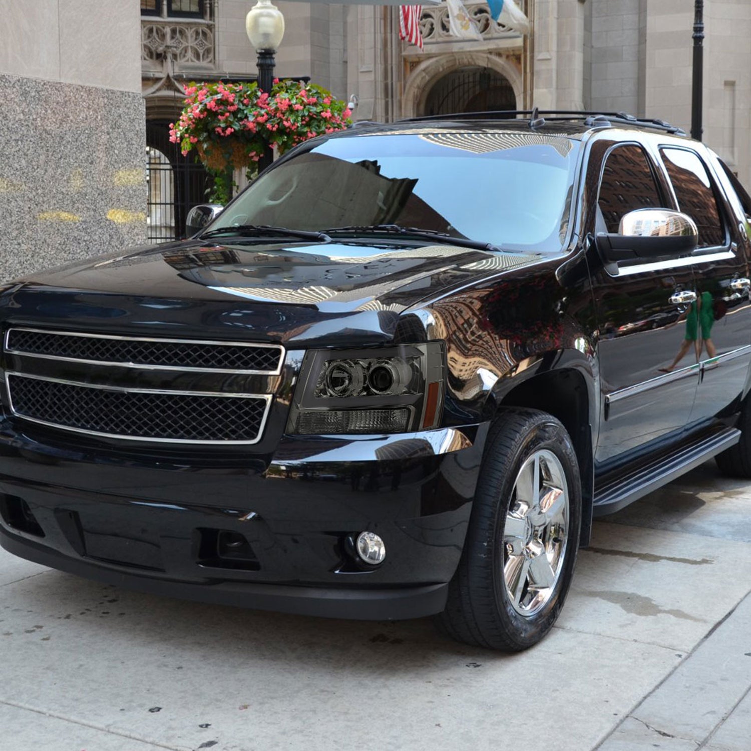 2007-2013 Chevy Avalanche/ Tahoe Suburban LED C-Bar Headlights Chrome&Smoke