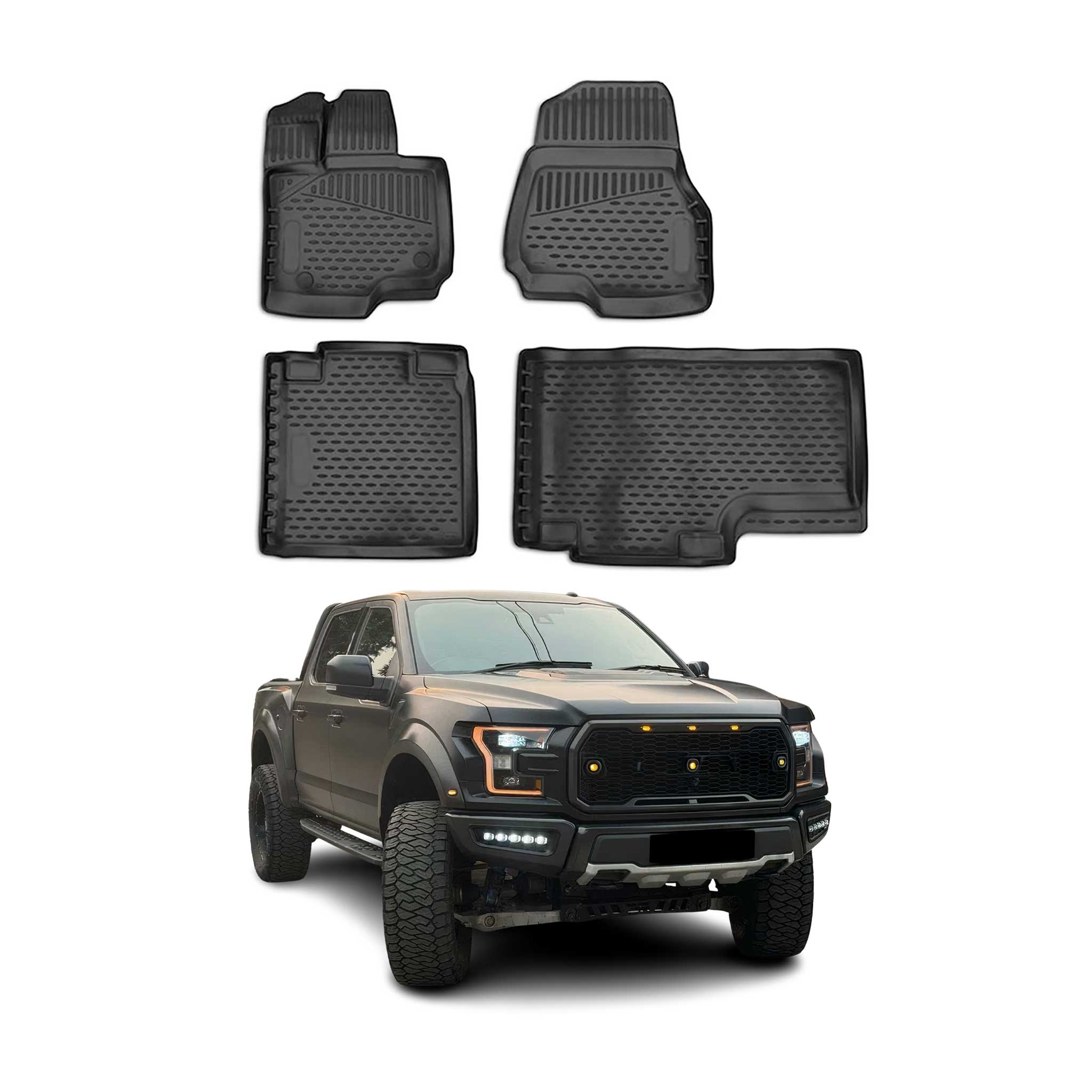 2015-2020 Ford F-150 SuperCrew Extended Cab Floor Mats Liners Full Set All Weather