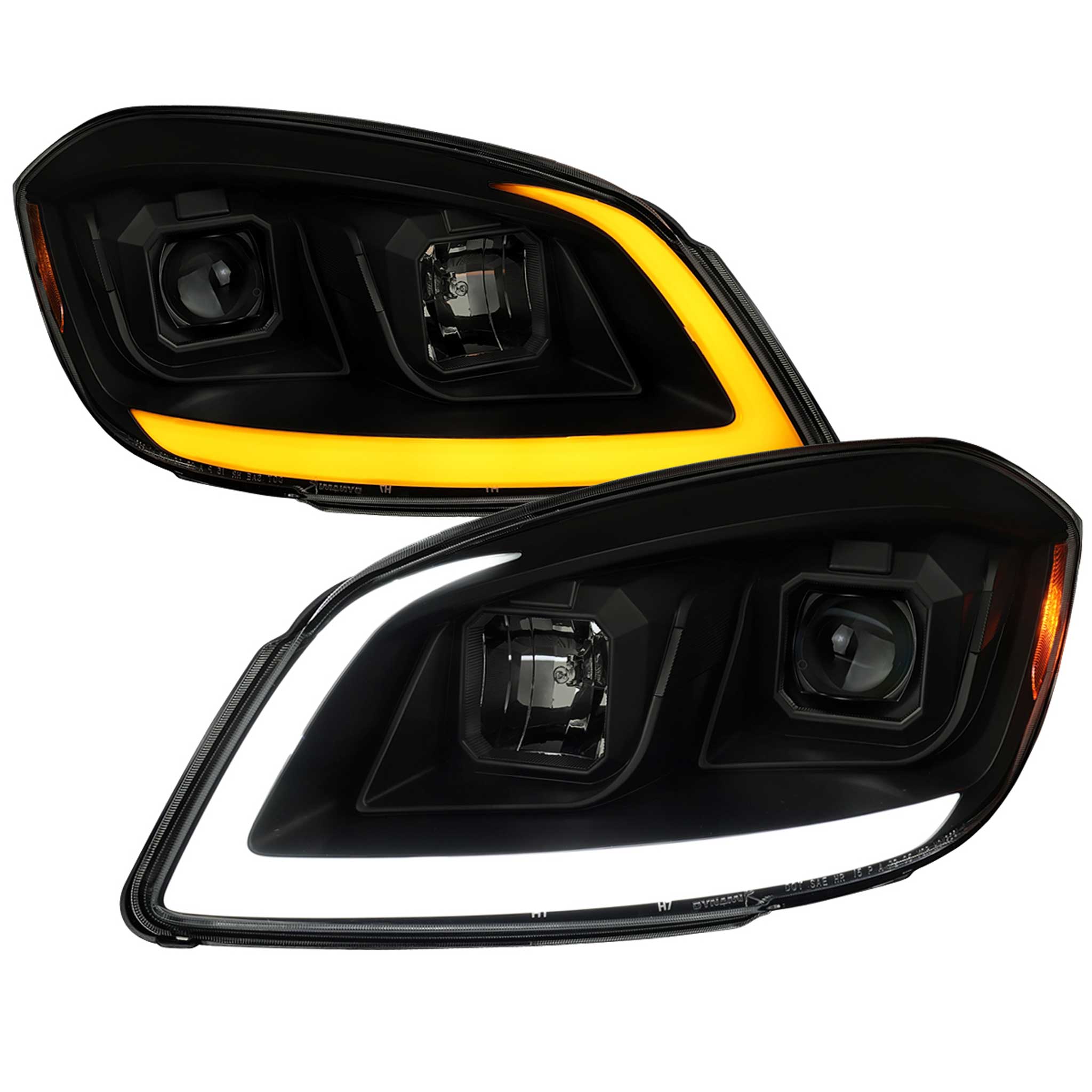For Chevrolet Cobalt / Pontiac G5 2005-2010 Headlights Switchback LED Turn Signal DRL Light Strip Black Housing Smoked Lens