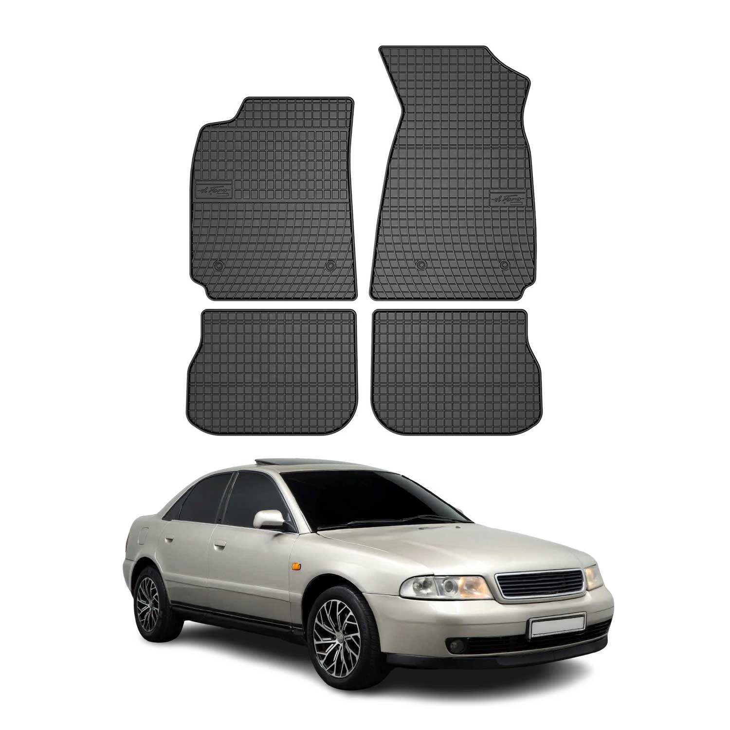 1996-2001 Audi A4 Sedan Wagon Floor Mats Liners Full Set All Weather Rubber Black