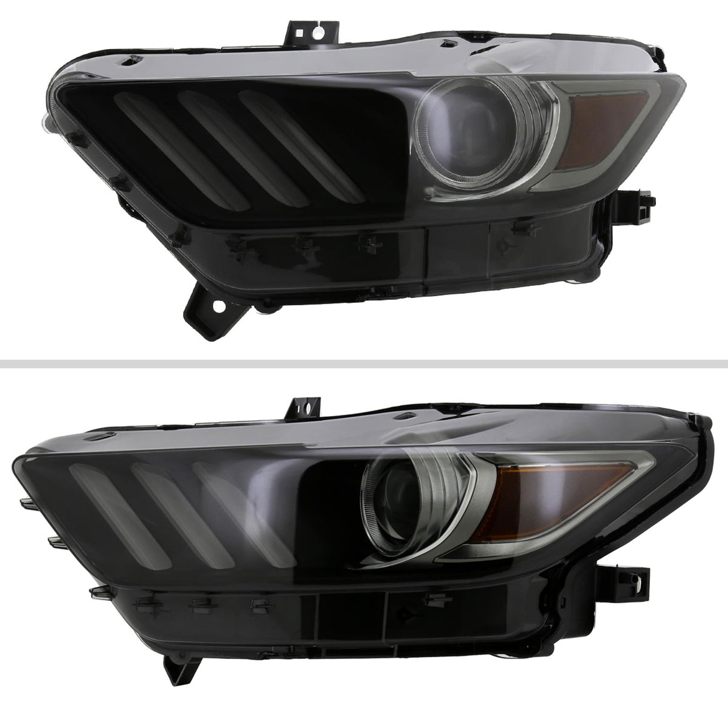 2015-2017 Ford Mustang / 18-2020 Shelby Strip LED Xenon HID Headlights Smoke