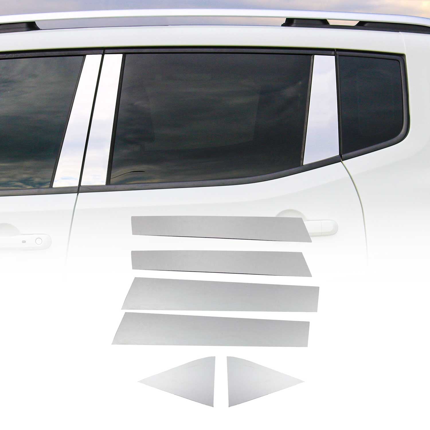 2018-2022 Ford EcoSport Window Pillar Posts Door Trim Cover Stainless Steel Silver 6x