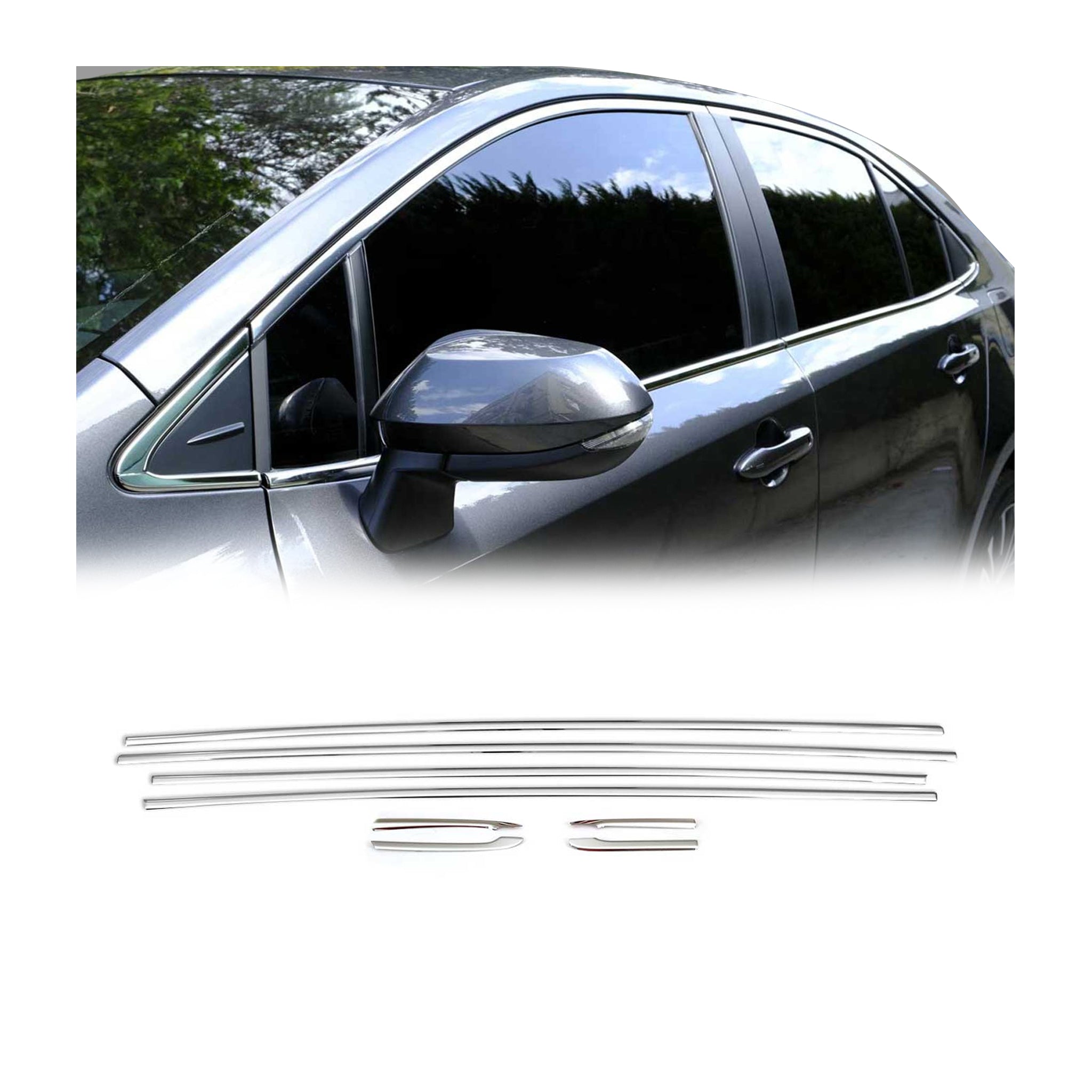 2019-2026 Toyota Corolla Sedan Window Molding Trim Streamer Stainless Steel