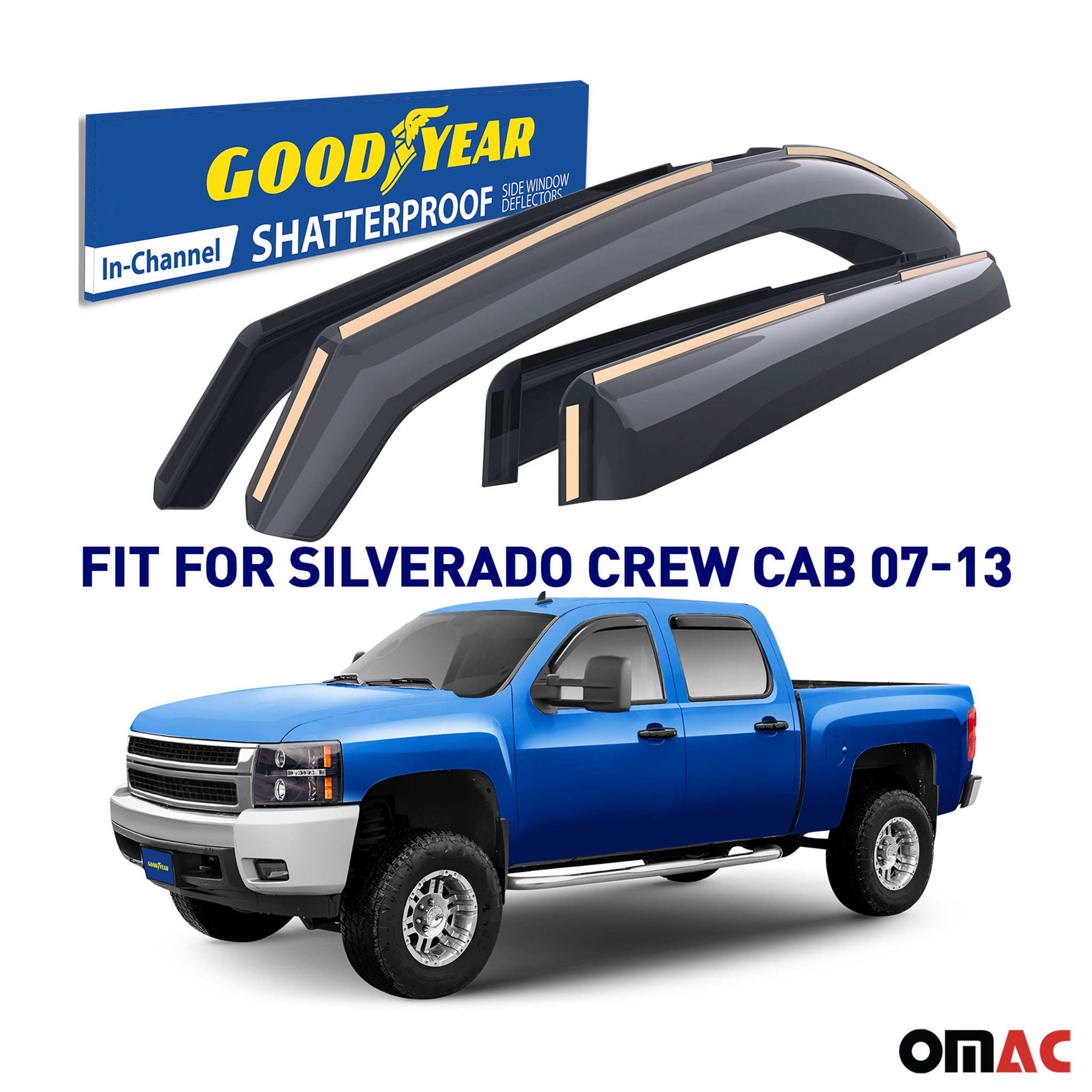Goodyear Wind Deflectors for Chevrolet Suburban 2500 2007-2013 Shatterproof 4Pcs